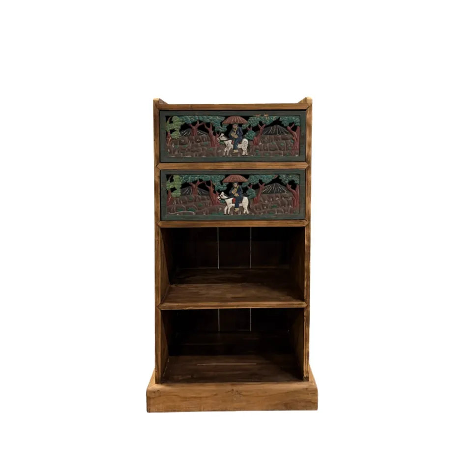 Sasus Vintage lipasto tiikki kaiverrettu 50x42x91,5 cm