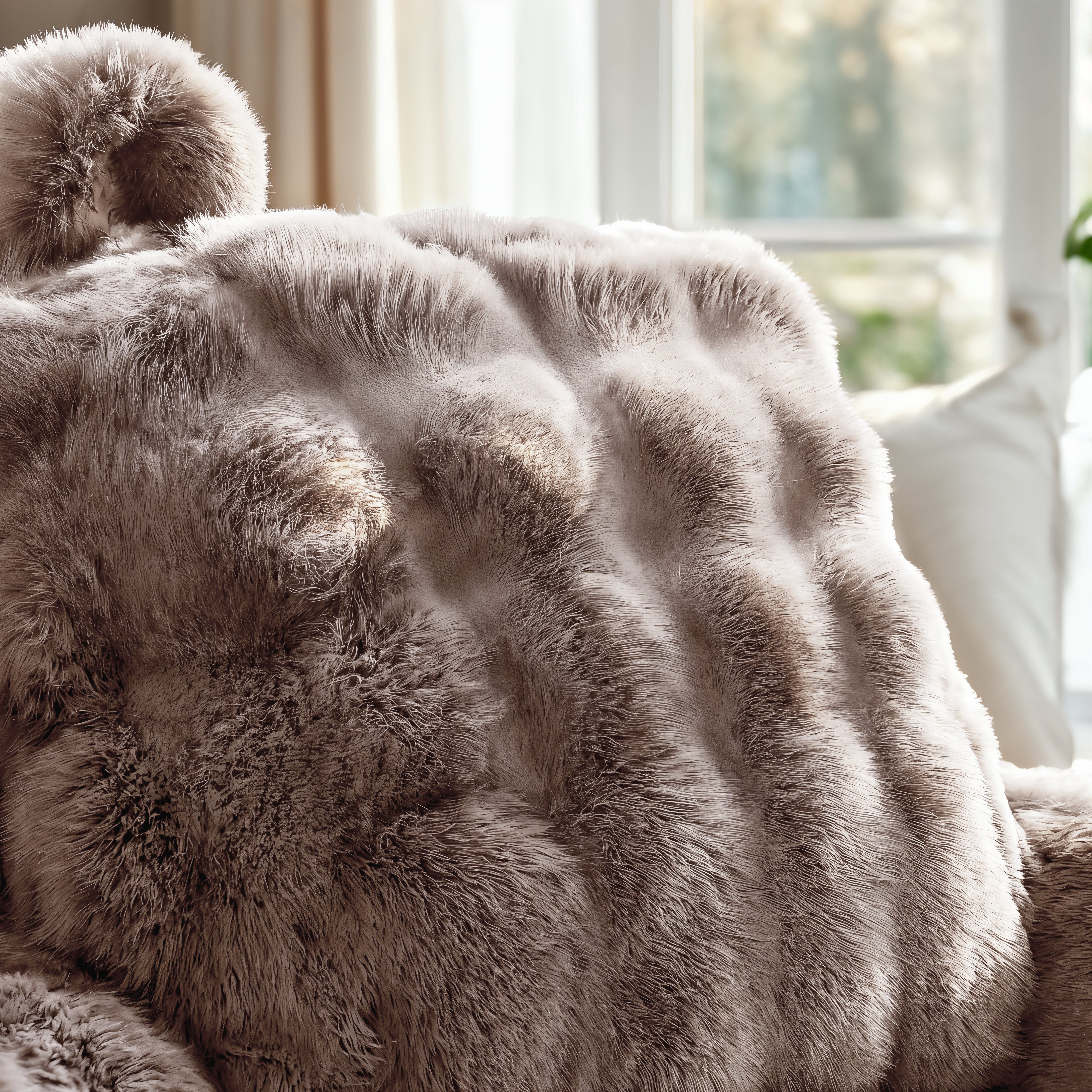 NordDream Bedrest Pompom lukutyyny taupe 34x50 tekoturkis