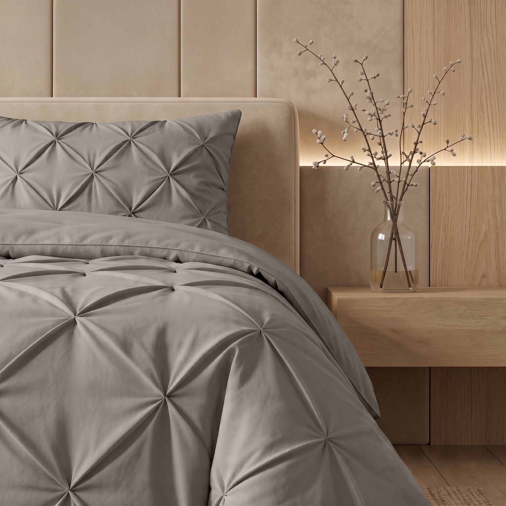 NordDream Lazy Pintuck peitto taupe/harmaa 200x200 pestävä