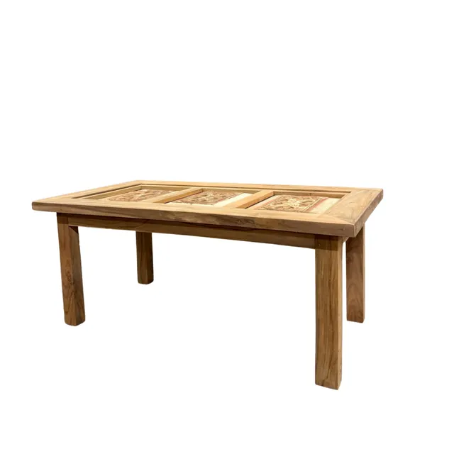 Sasus Vintage sohvapöytä tiikki 106 cm lasikannella