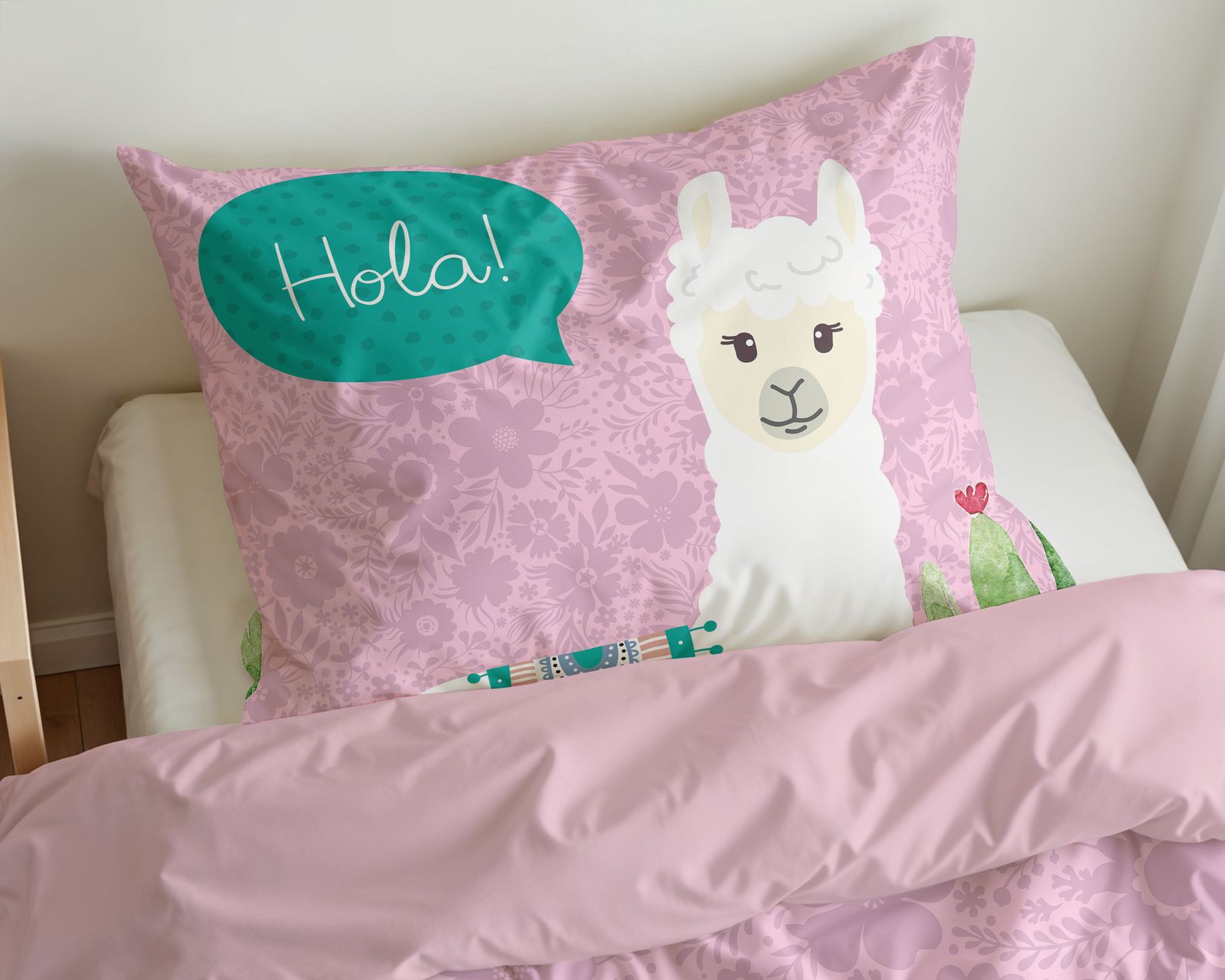 NordDream Kids Hola Lama pussilakana pinkki 140x200/220