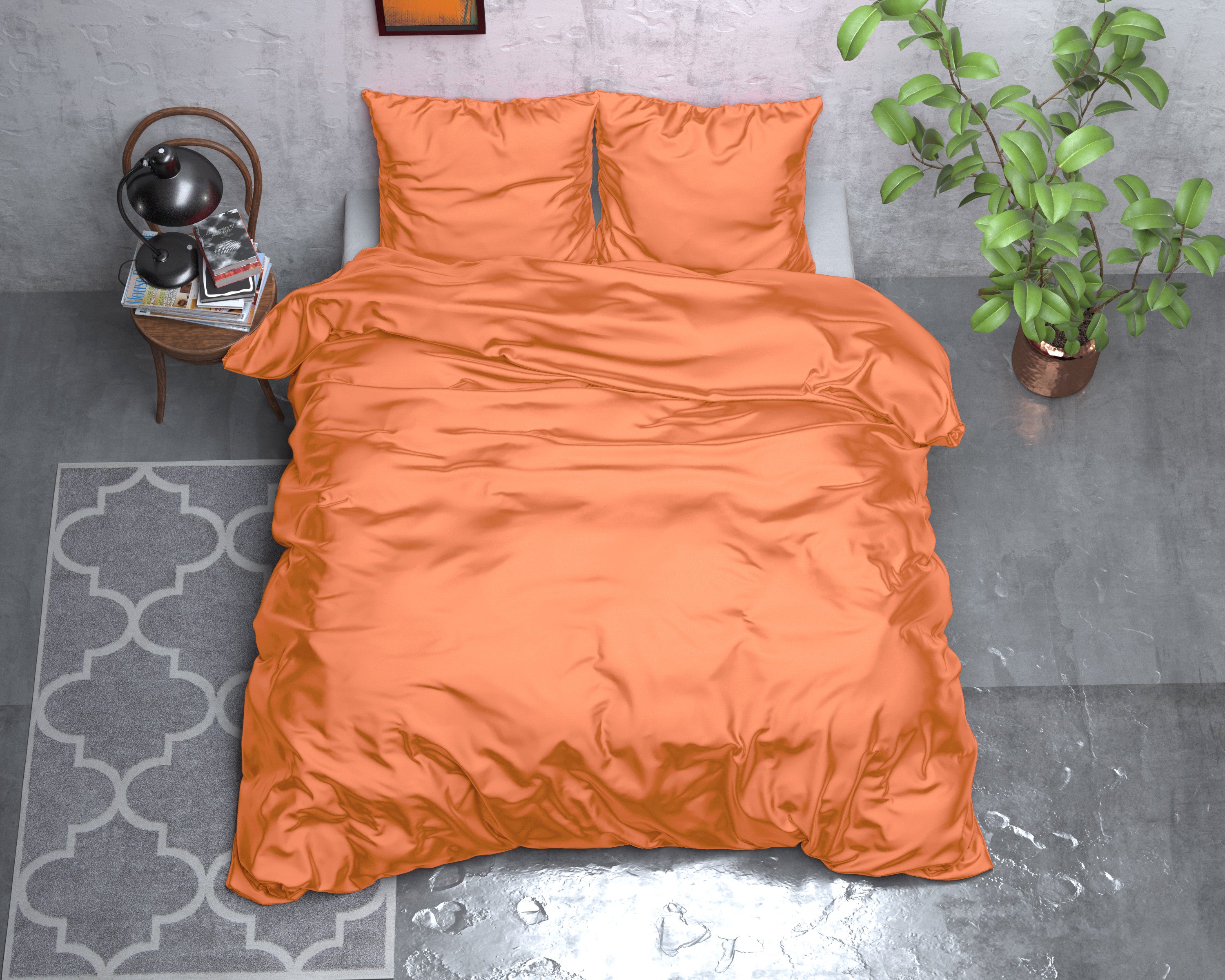 NordDream Beauty Skin Care pussilakana pastellioranssi 200x200 cm satiini