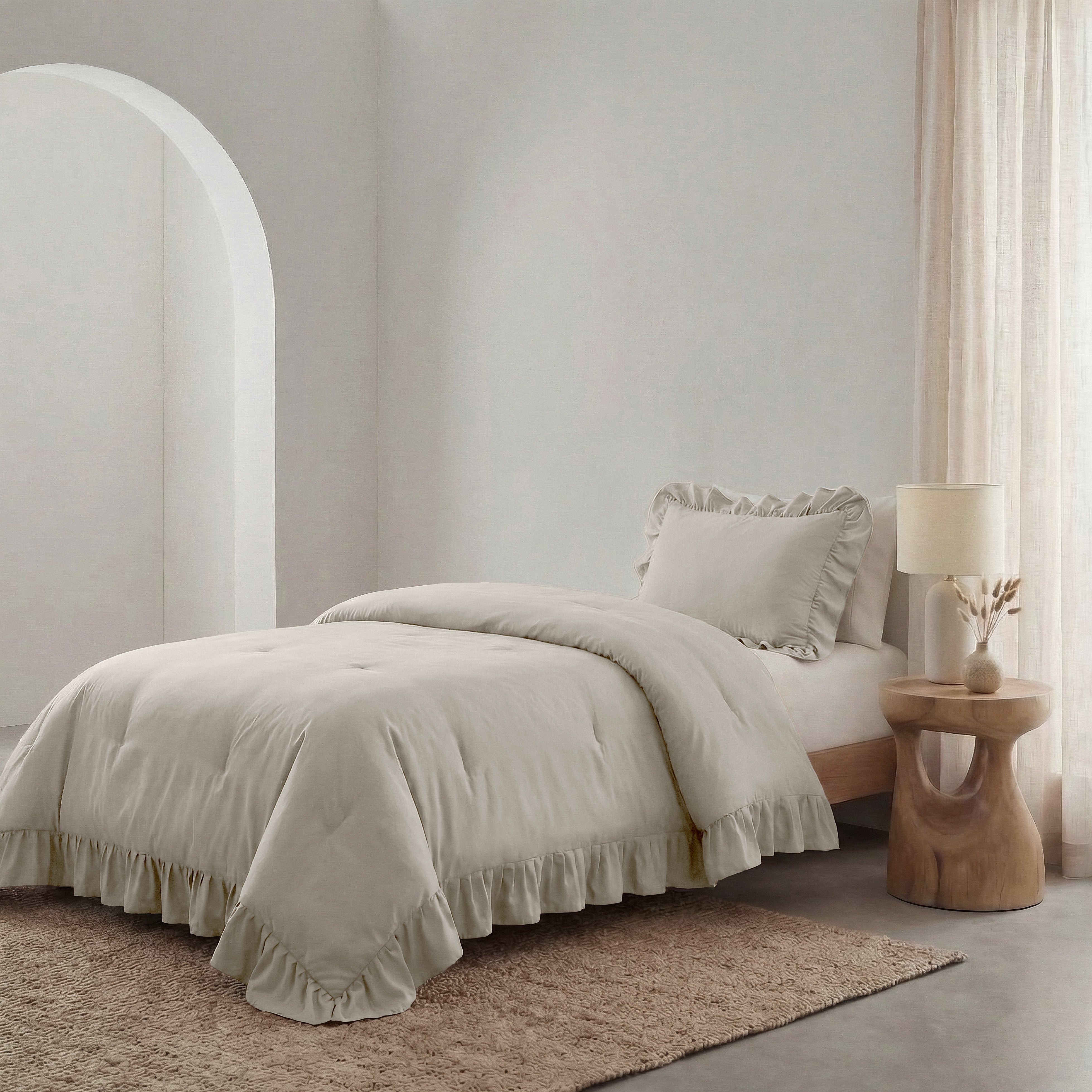 NordDream Lazy Ruffles peitto taupe/harmaa 140x200 pestävä