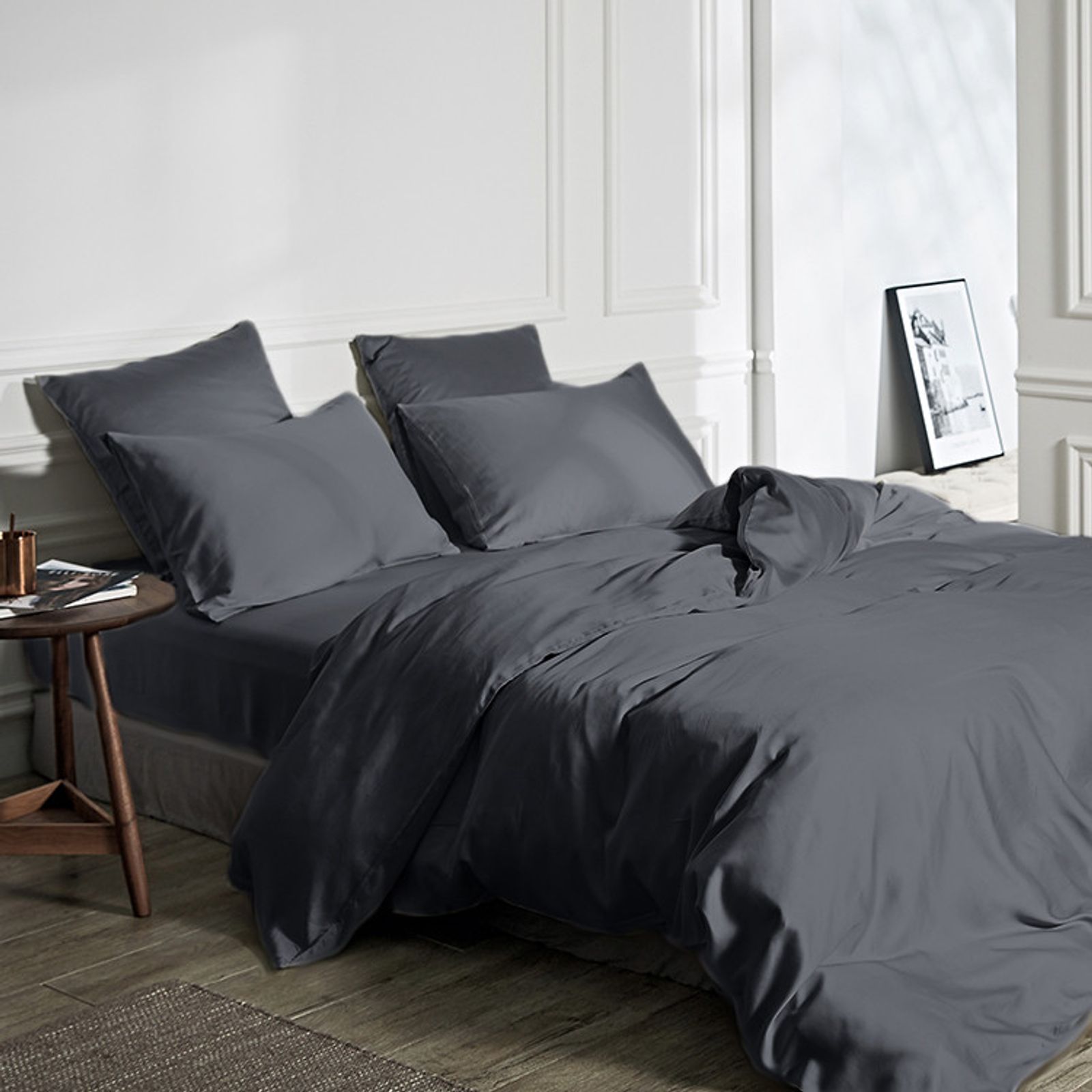 NordDream Bamboo pussilakanasetti 140x200 antrasiitti bambu