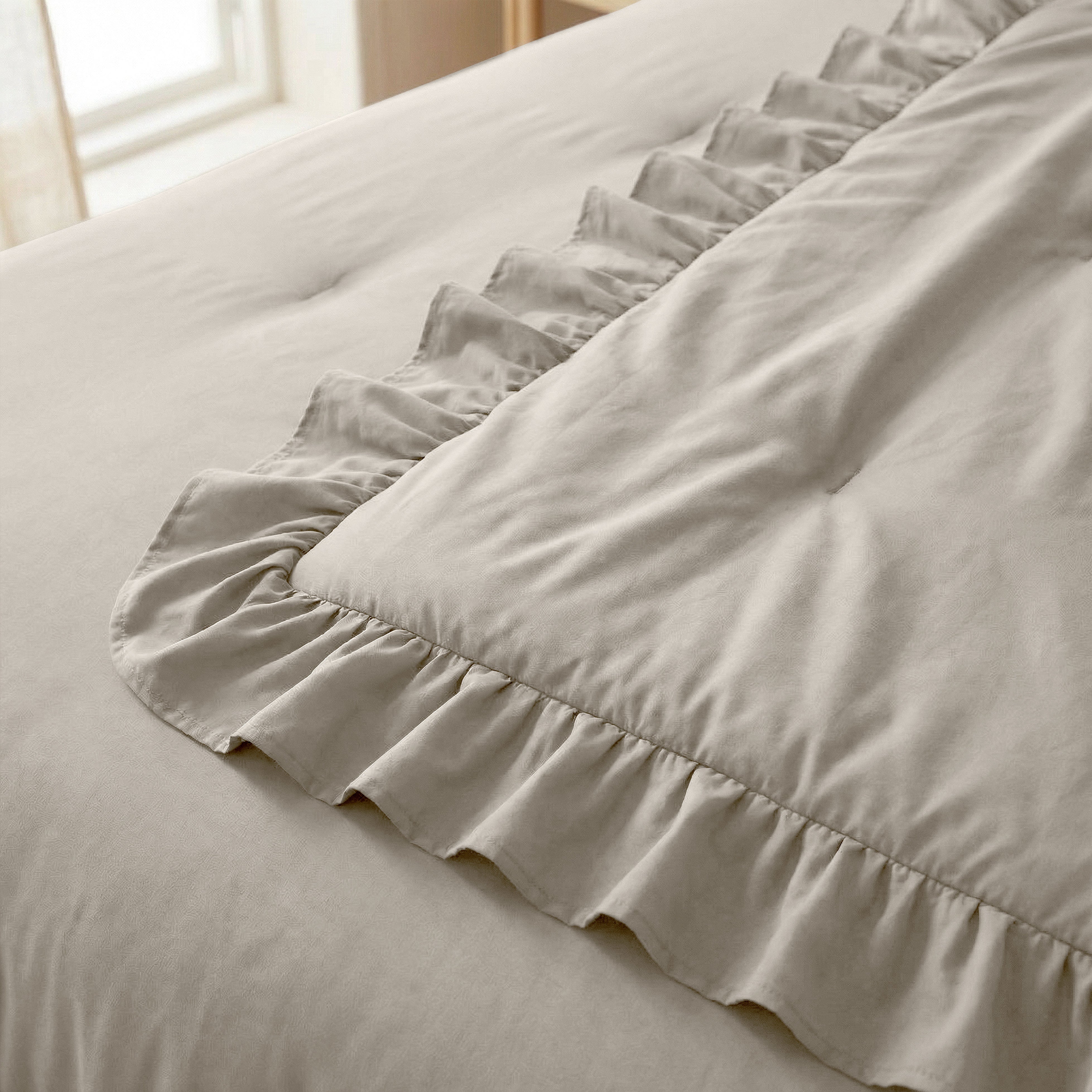 NordDream Lazy Ruffles peitto taupe/harmaa 140x200 pestävä