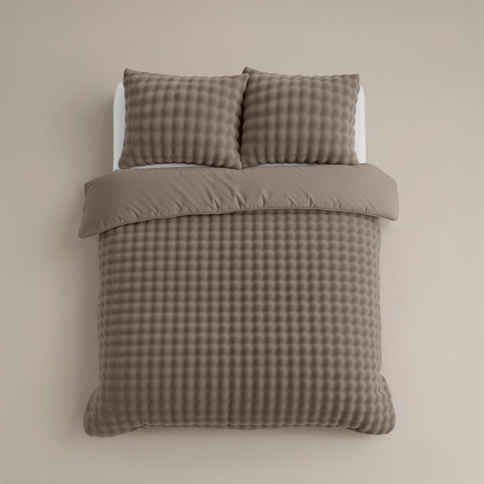 NordDream Teddy Pompom tekoturkis pussilakana 200x220 taupe pehmeä