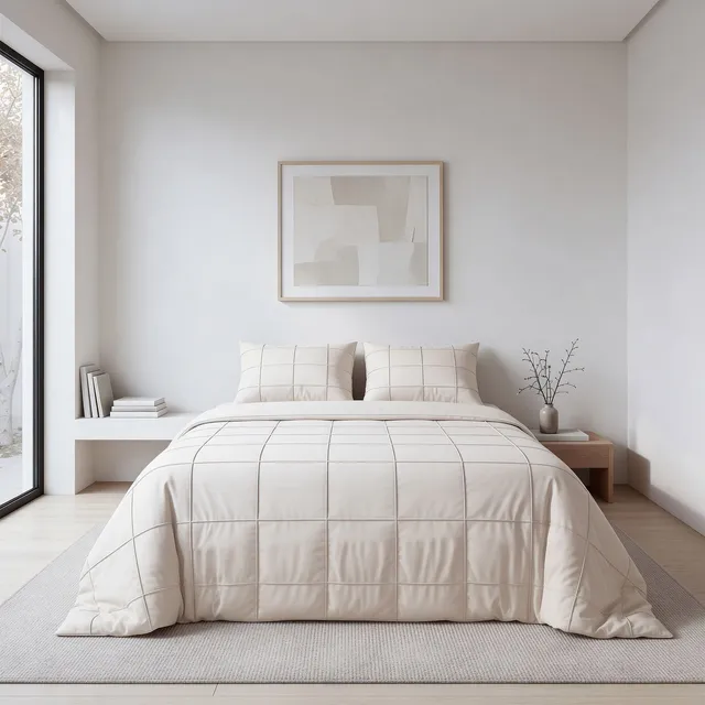 NordDream Fresh Check Pintuck pussilakana 140x200/220 beige