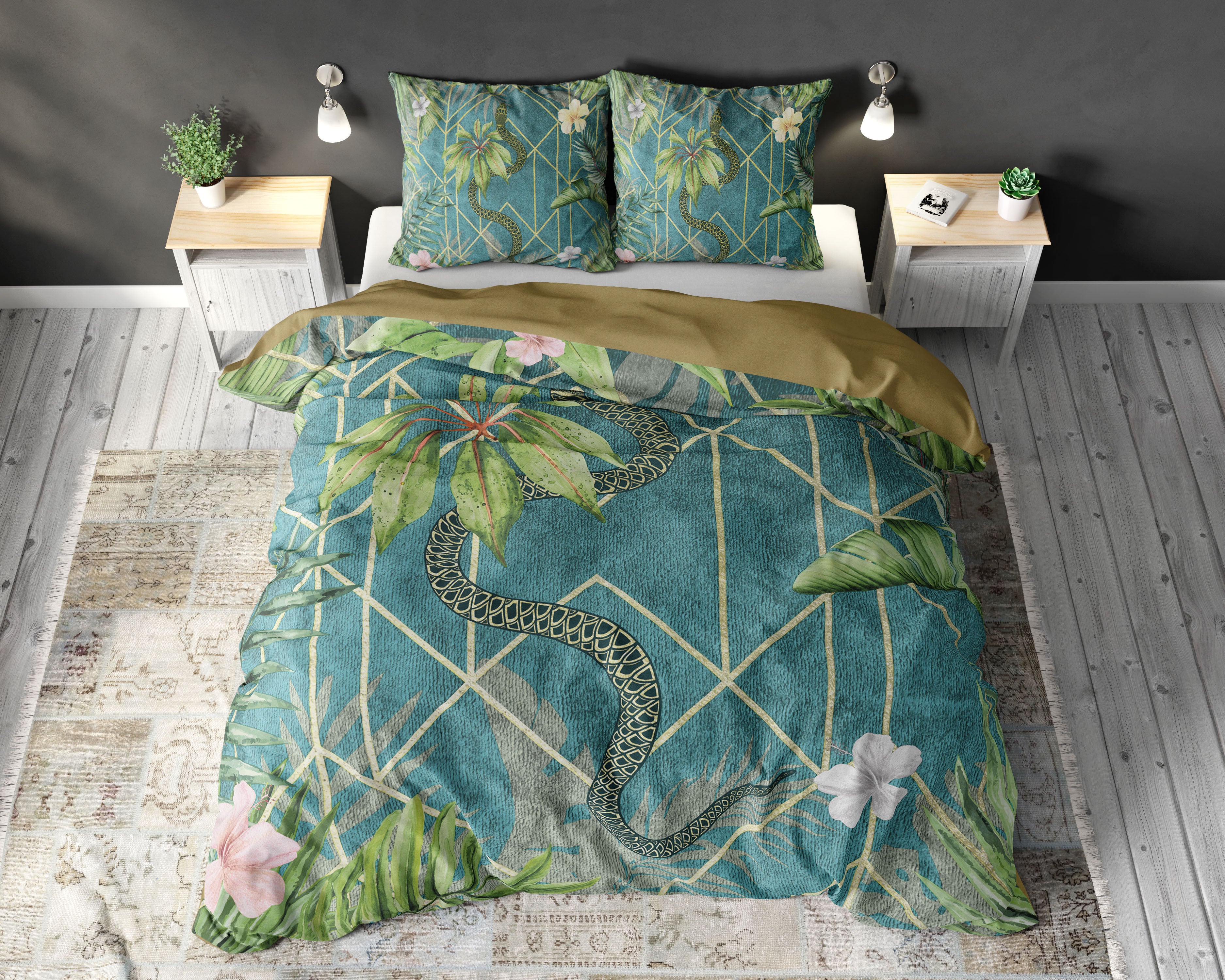 NordDream Elegance Palm Wood pussilakana vihreä 240x220