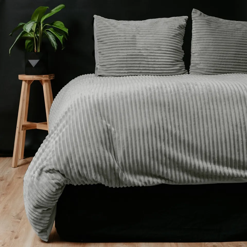 NordDream Teddy Rib pussilakana harmaa 200x200/220 cm 260gsm