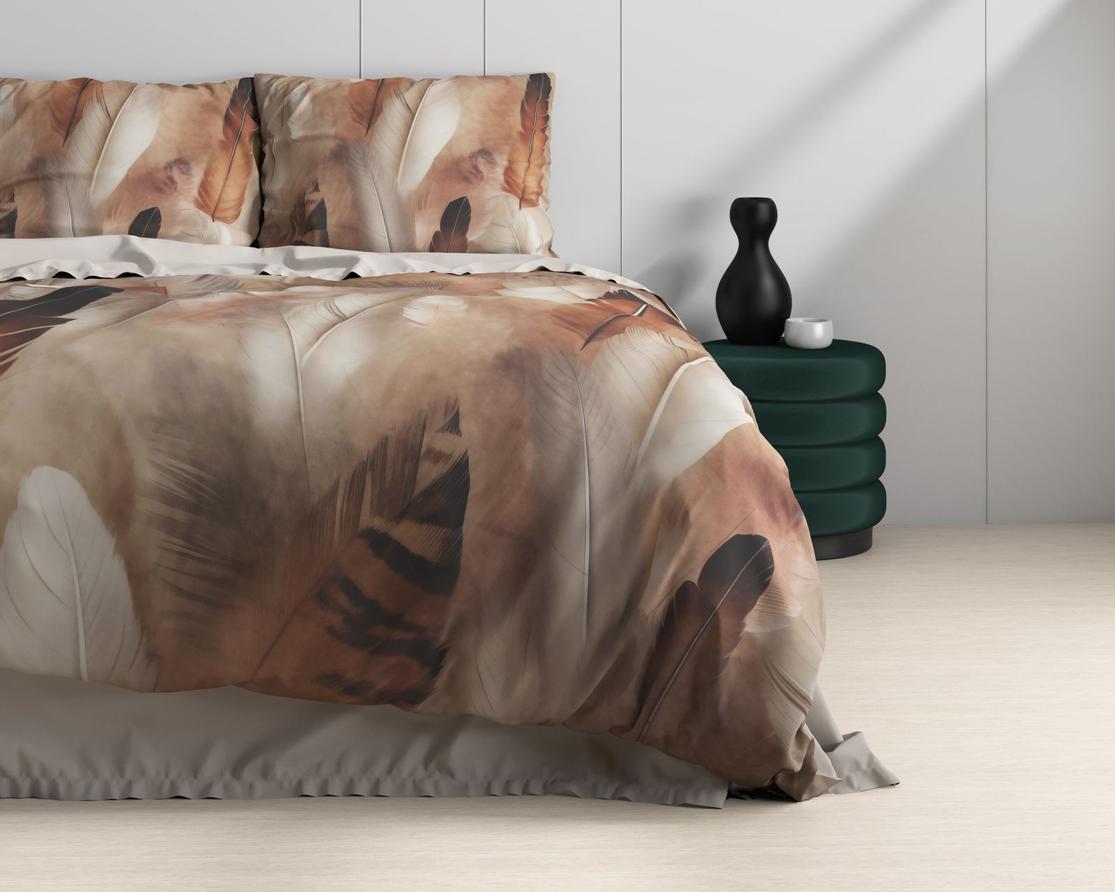 NordDream Wild Feathura pussilakana taupe 240x200/220 satiini