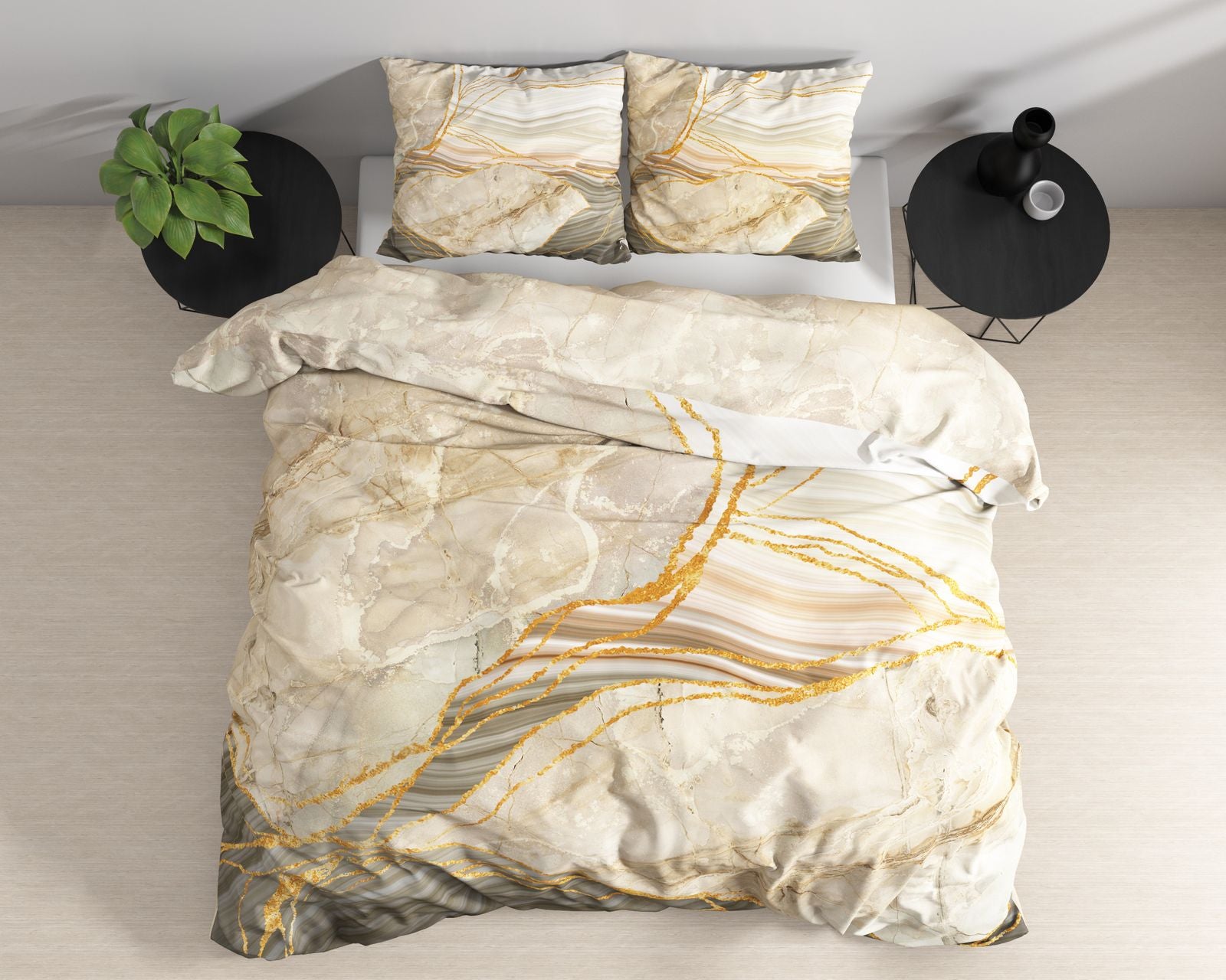 NordDream Marble Botticino satiinipussilakana 240x220 taupe