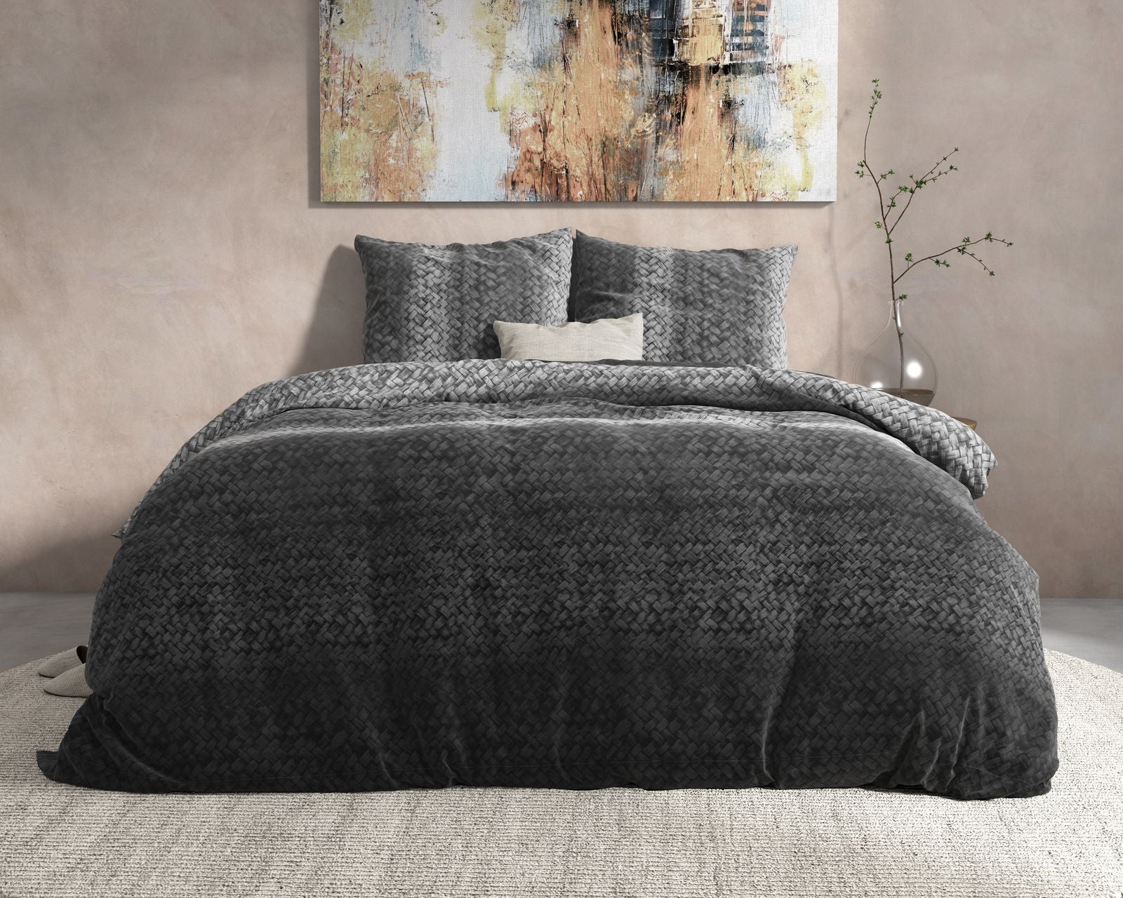 NordDream Flanel Gradient Knits pussilakana 240x220 harmaa