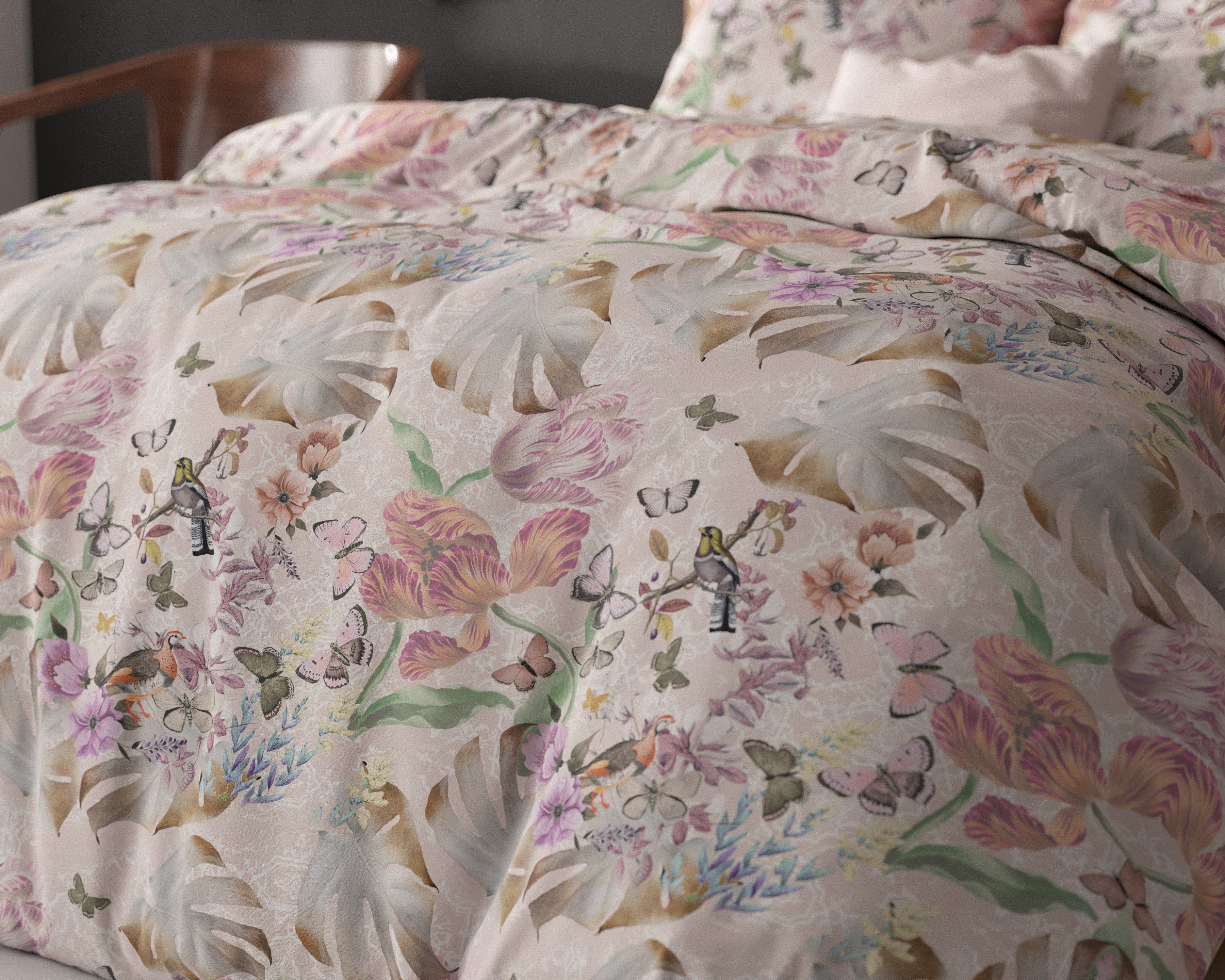 NordDream Elegance Sierra pussilakana roosa 200x200/220 cm silitysvapaa