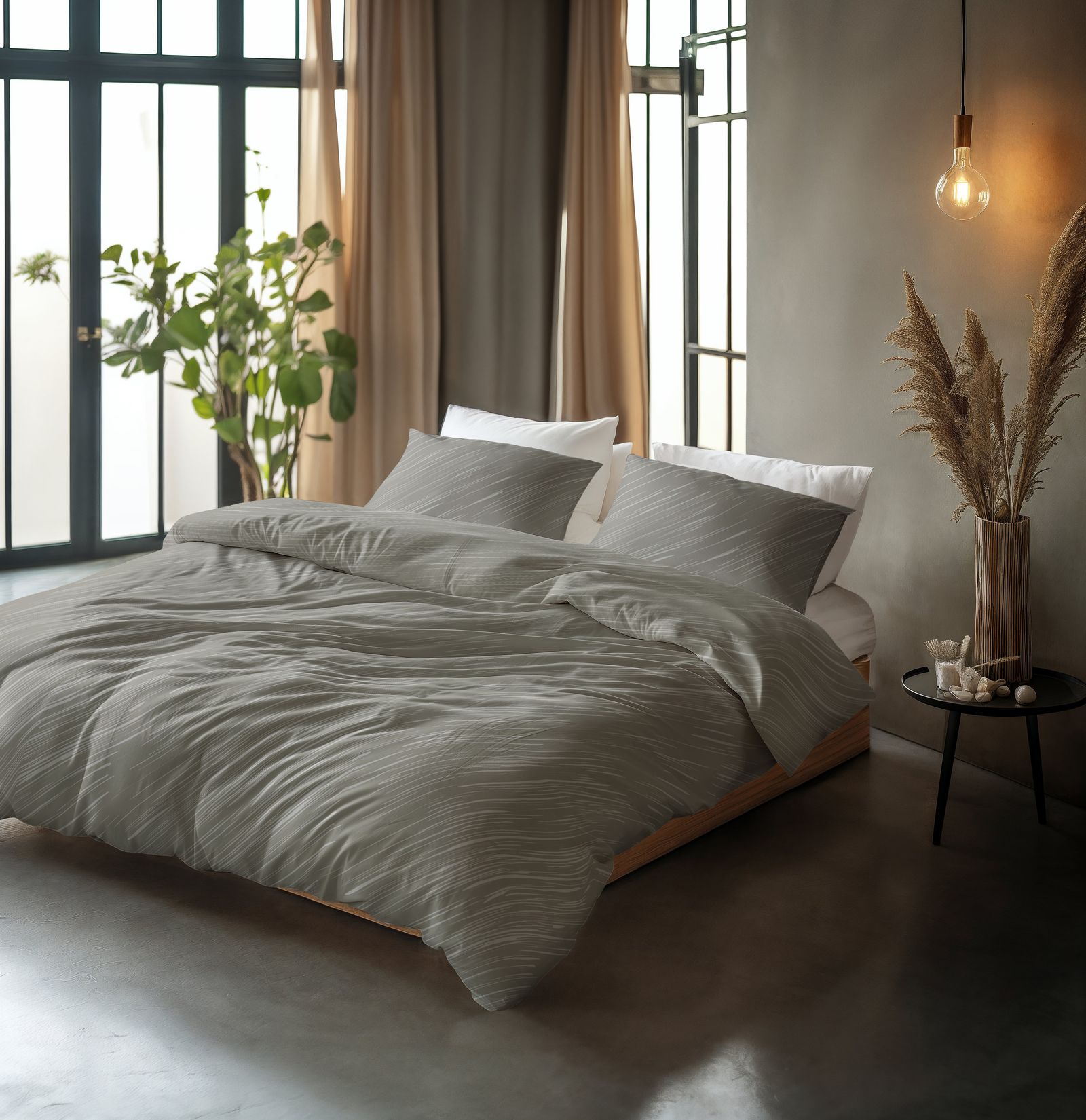 NordDream Pure Mellow Stone pussilakana 240x200 harmaa puuvilla