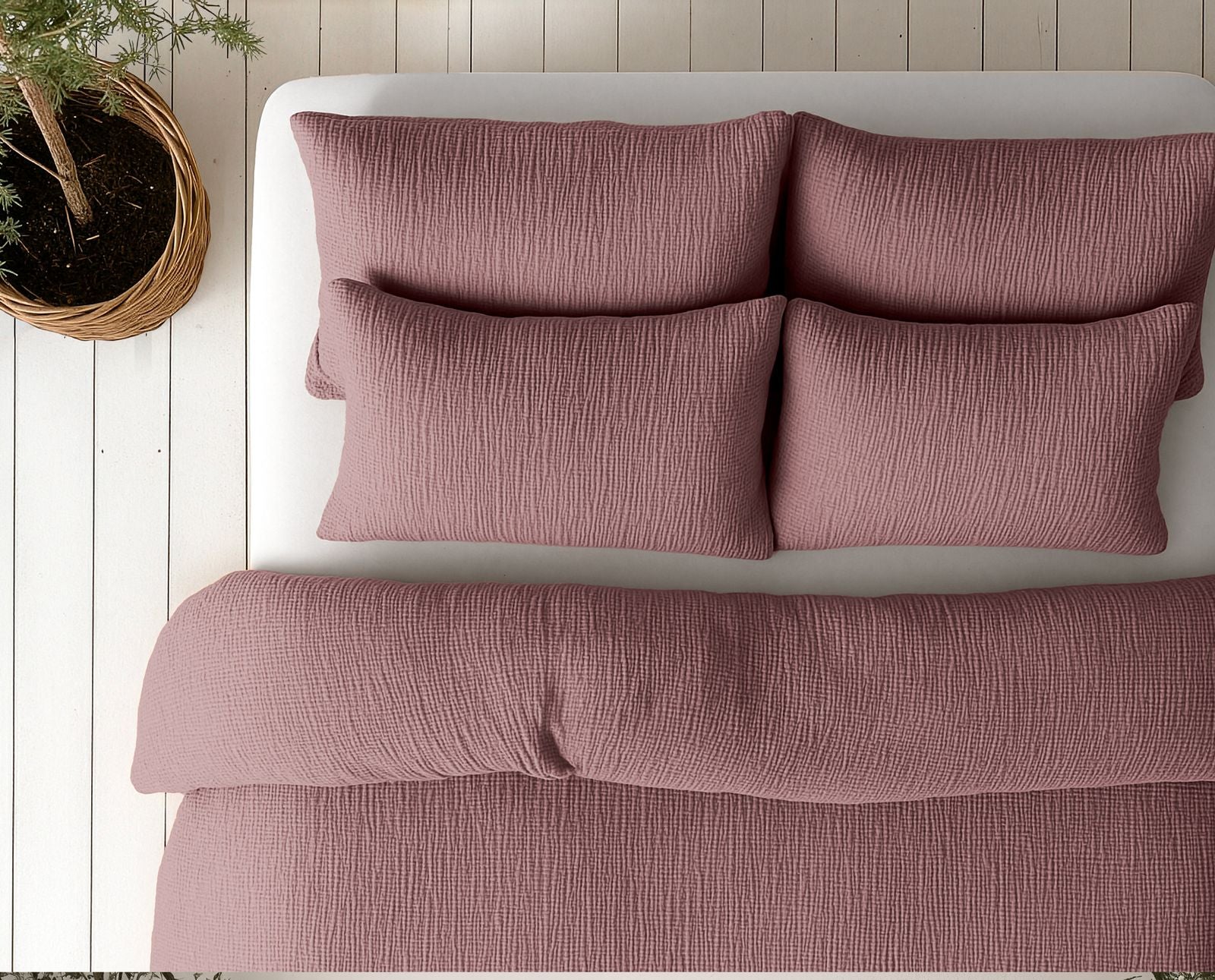 NordDream Lazy musliinipeitto 200x200 cm vanha roosa puuvilla