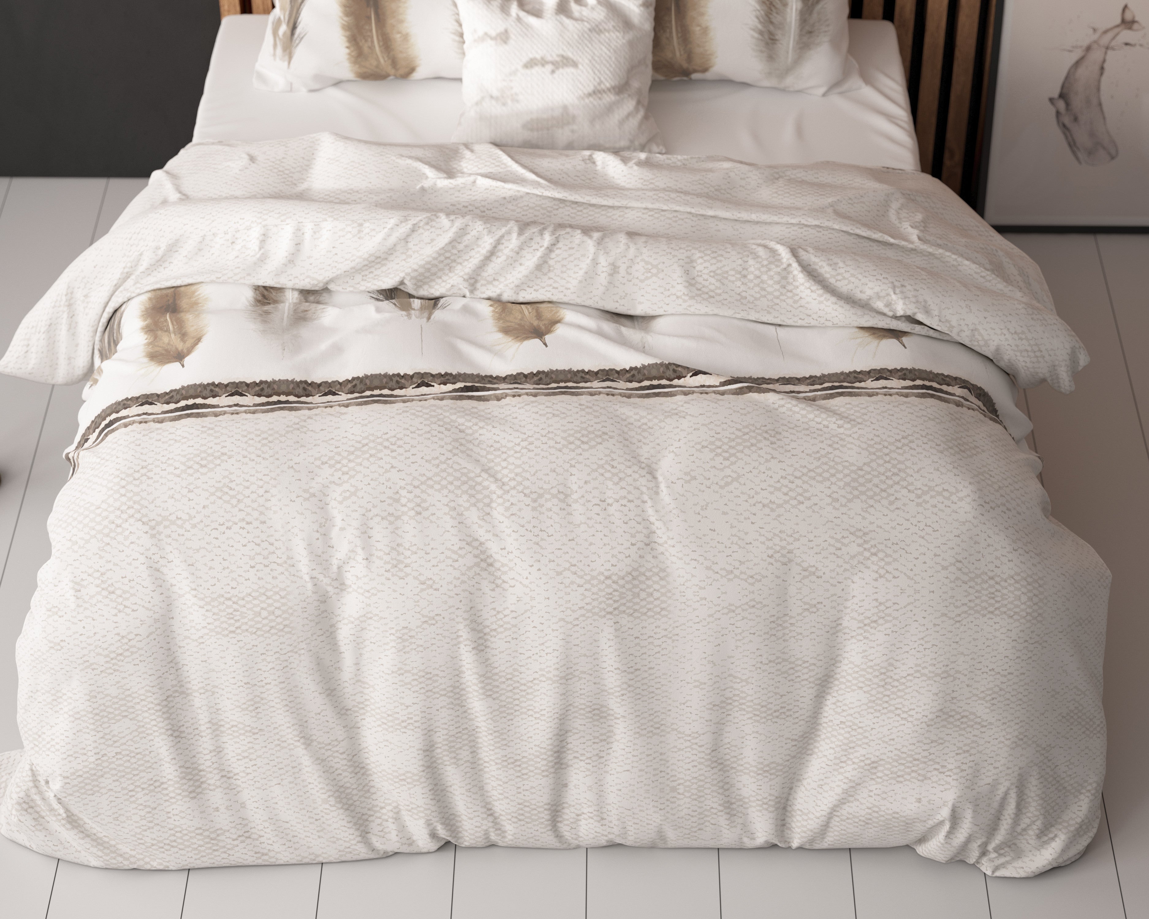 NordDream Elegance Feathers 3 pussilakana 140x220 harmaa