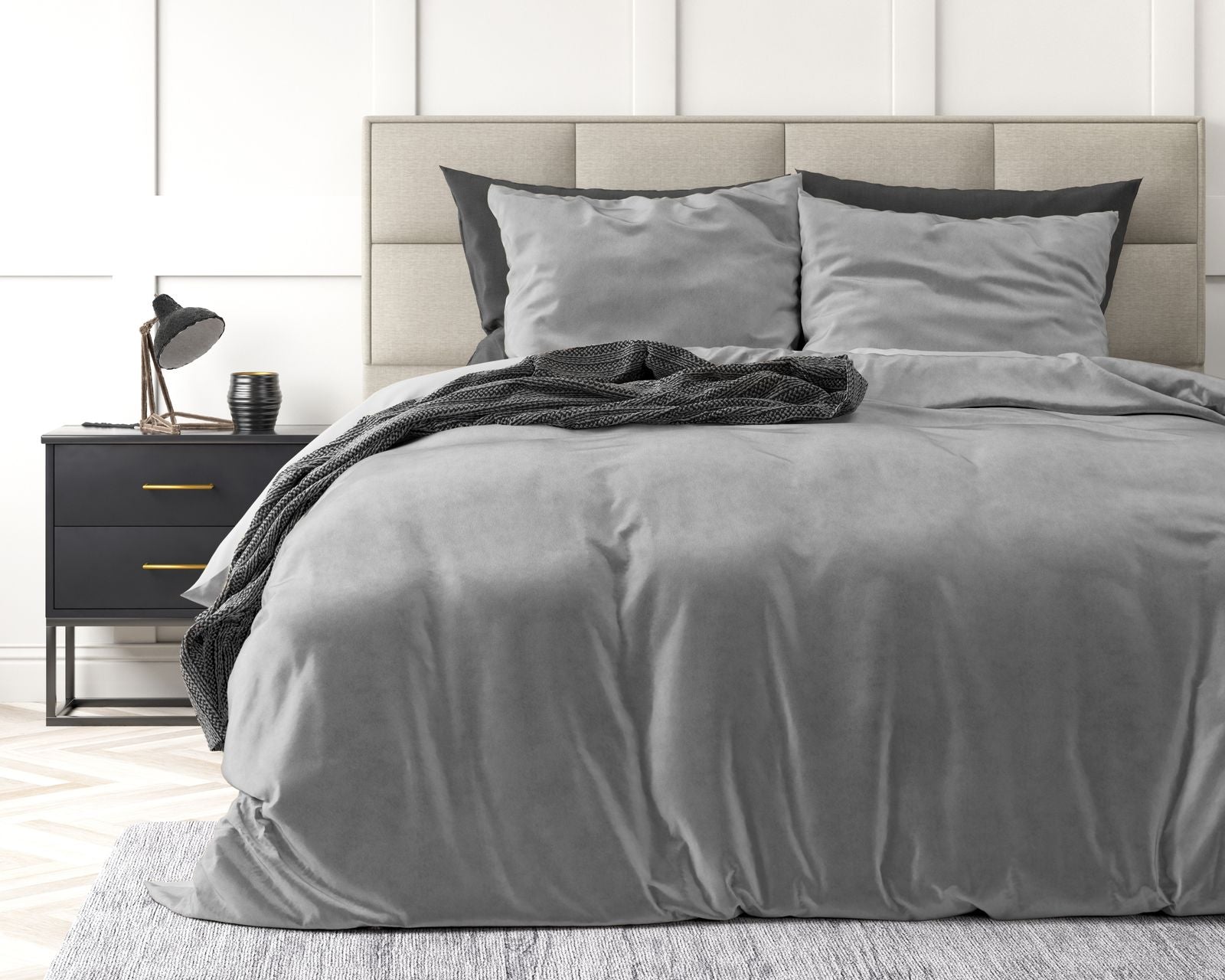 NordDream Velvet pussilakanasetti harmaa 200x220 sametti