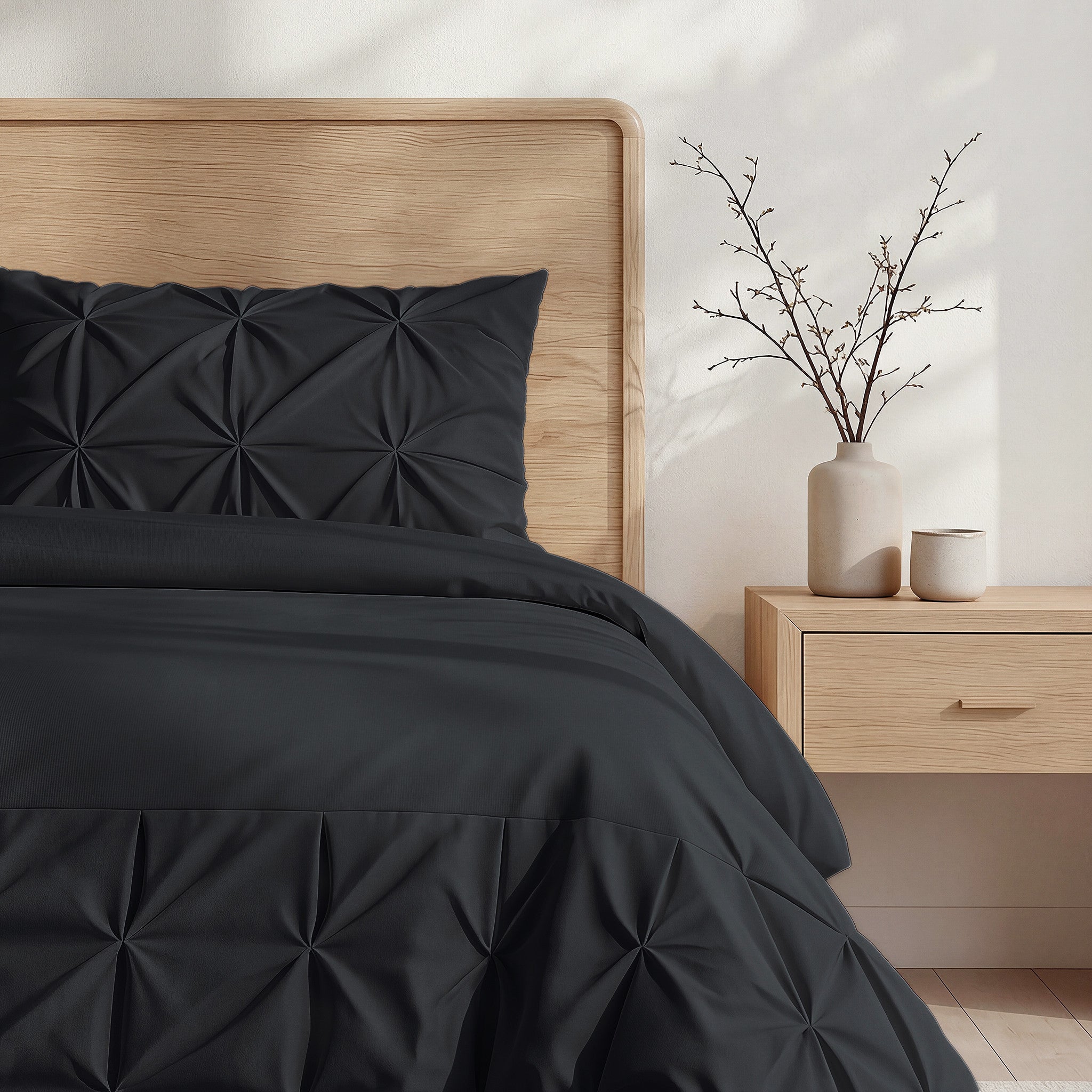 NordDream Fresh Border Pintuck pussilakana 140x200 musta