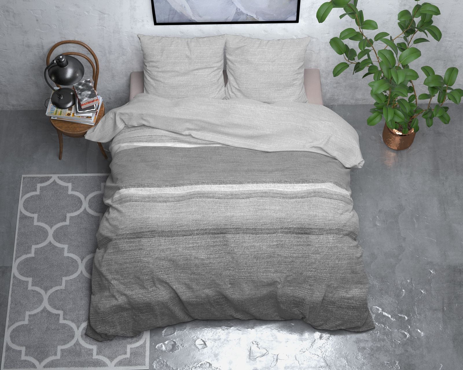 NordDream Flanel Stone Stripe flanellipussilakana harmaa