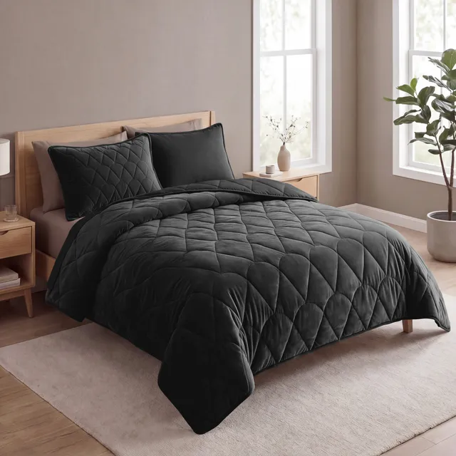 NordDream Lazy Velvet musta peitto 140x200 sametti
