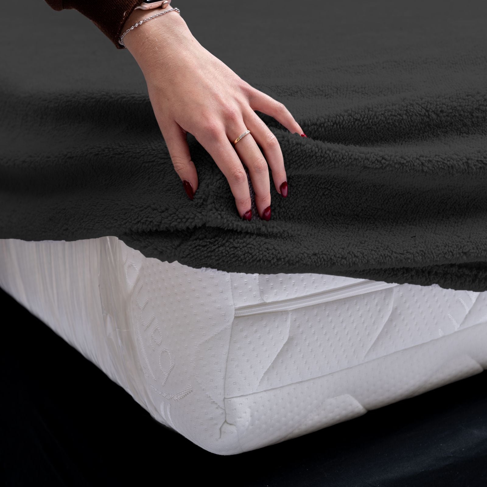 NordDream Teddy muotoonommeltu lakana 90x200 antrasiitti teddy