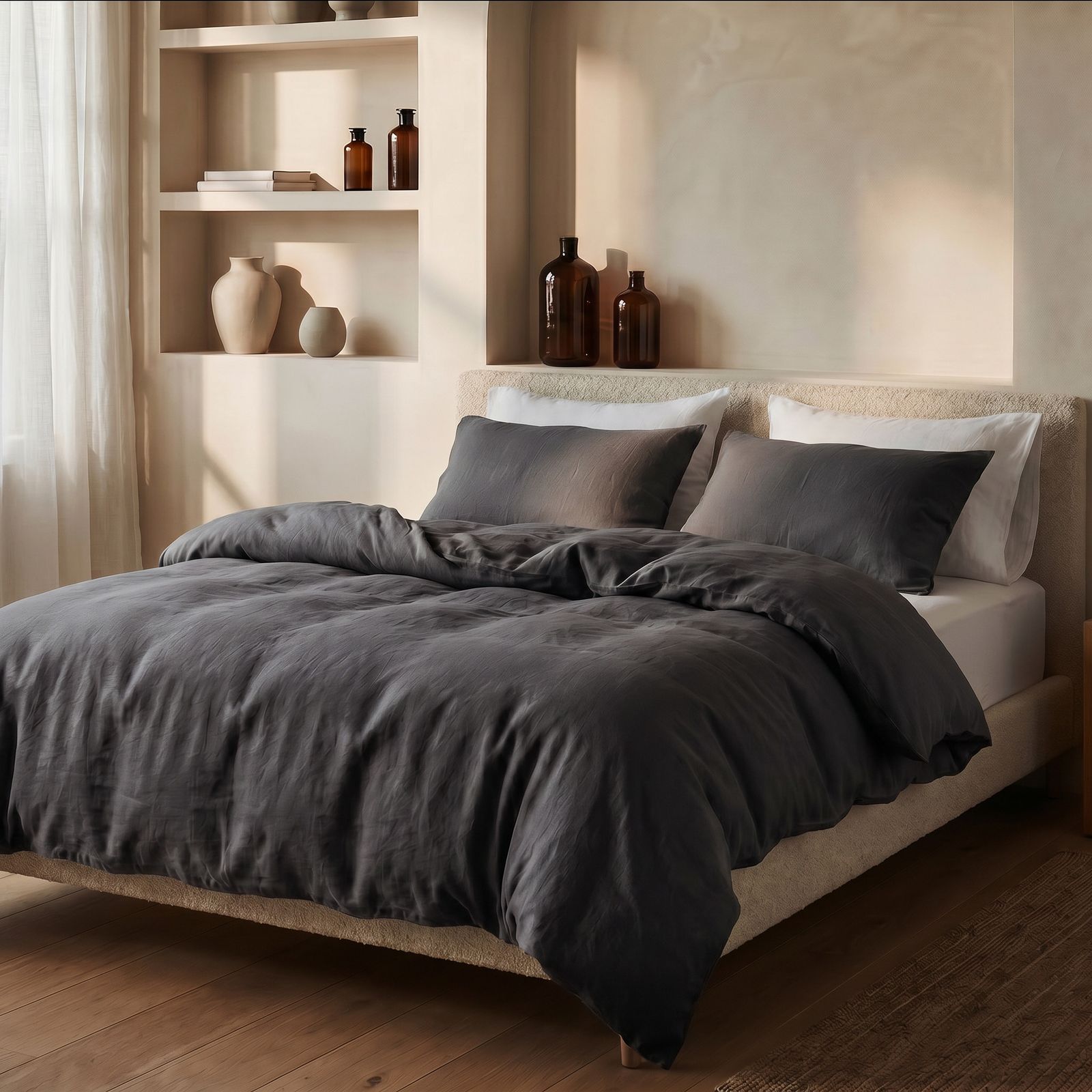 NordDream Stone Washed pussilakana 240x200/220 antrasiitti