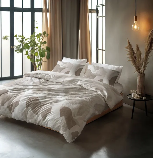 NordDream Pure Echo beige pussilakana 140x220 puuvilla