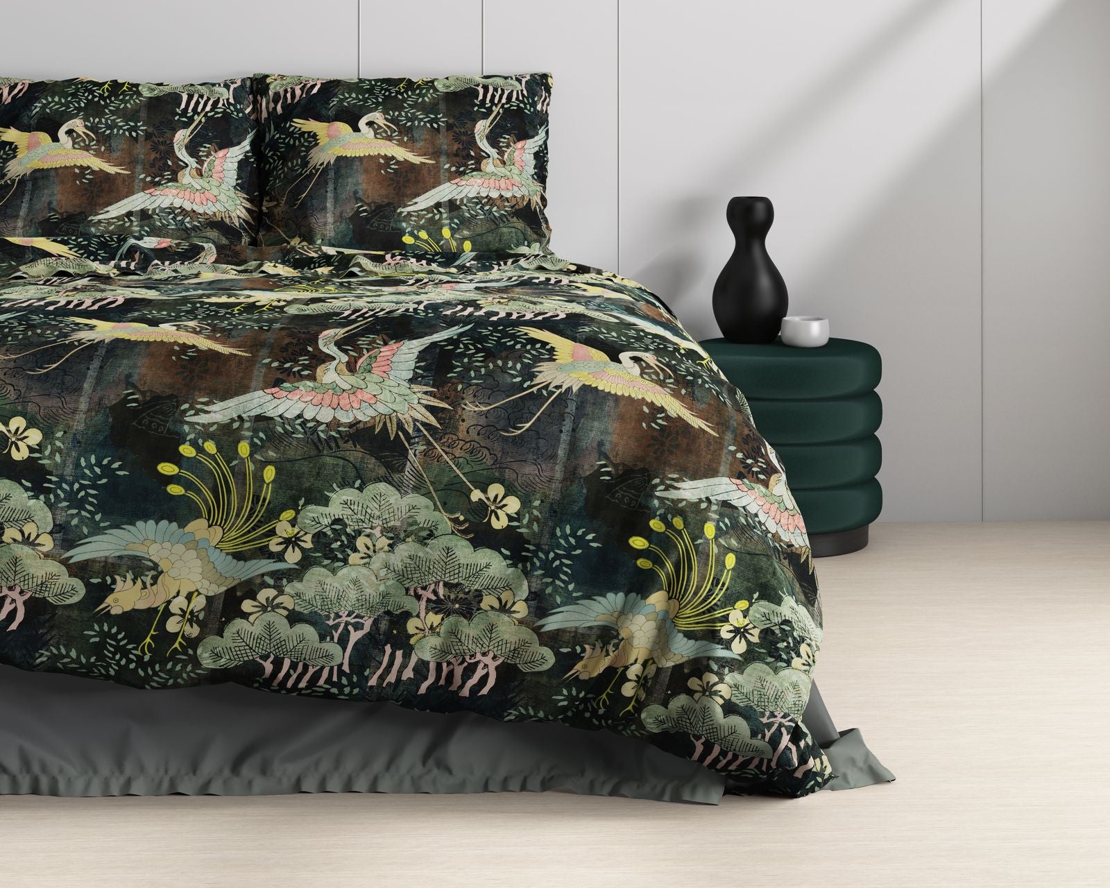 NordDream Satijn Lisette Groen pussilakana 240x220 satiini