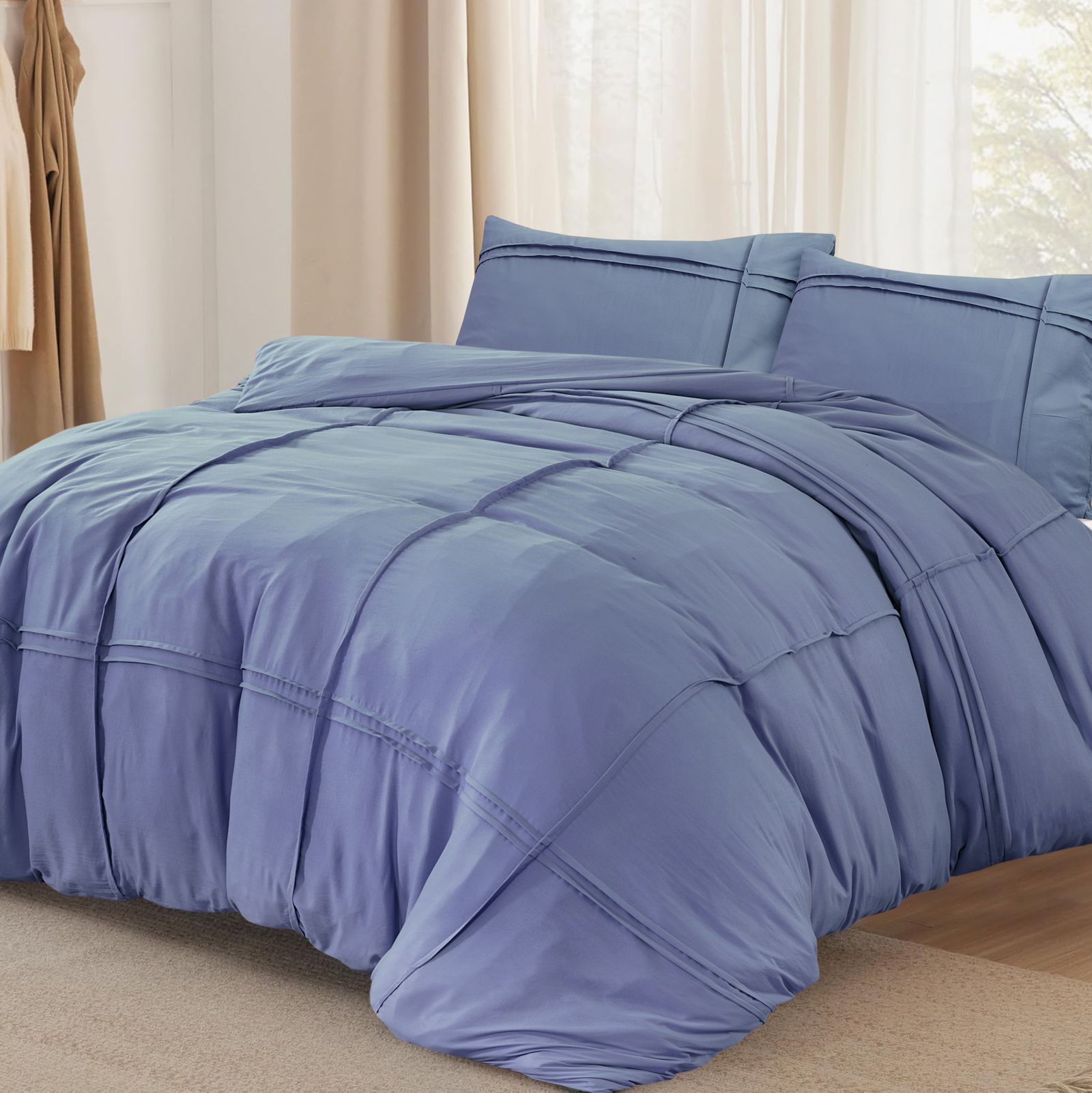 NordDream Fresh Washed Tufted pussilakana 200x200/220 sininen