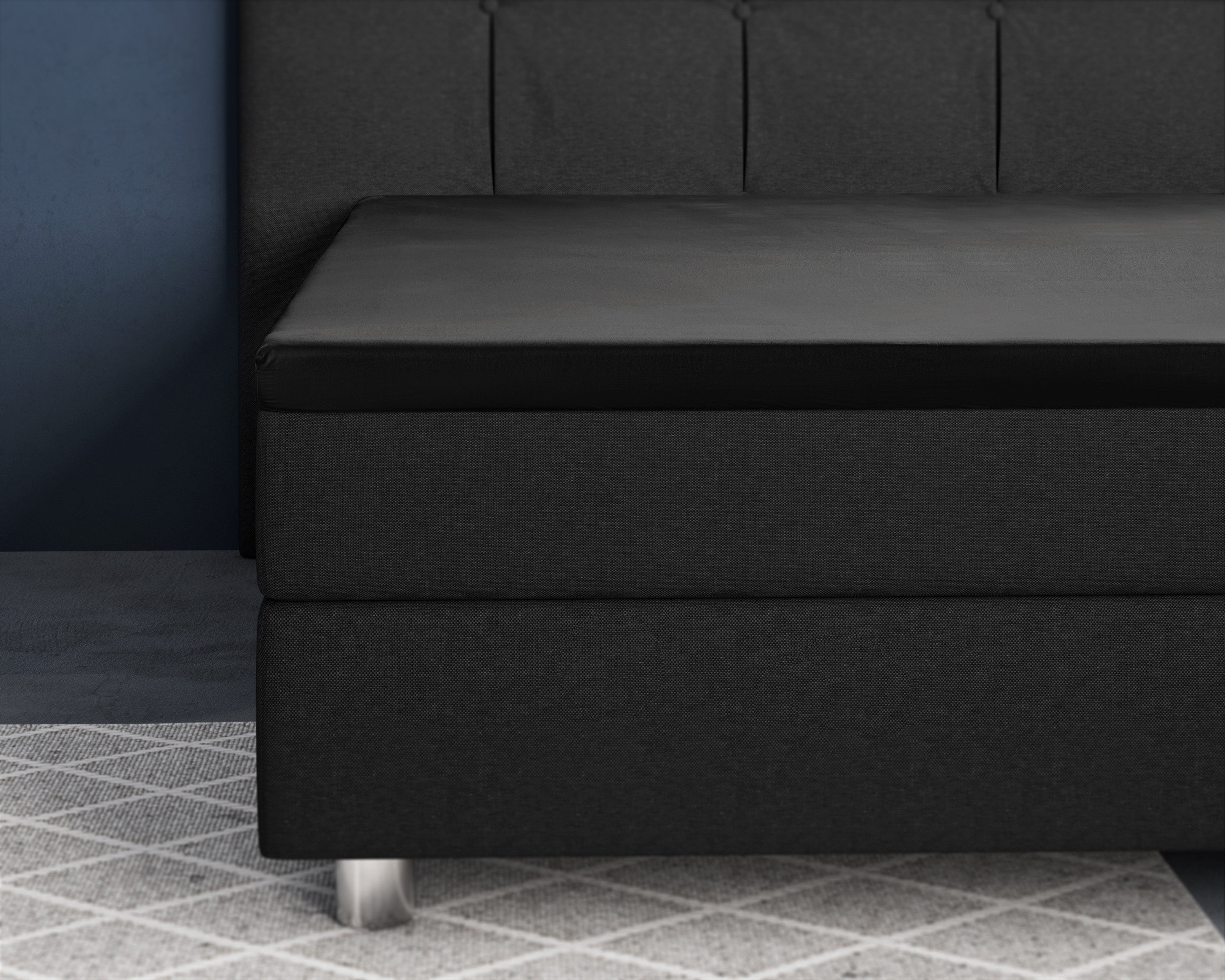 NordDream Satijn topper-aluslakana 180x200 musta puuvilla