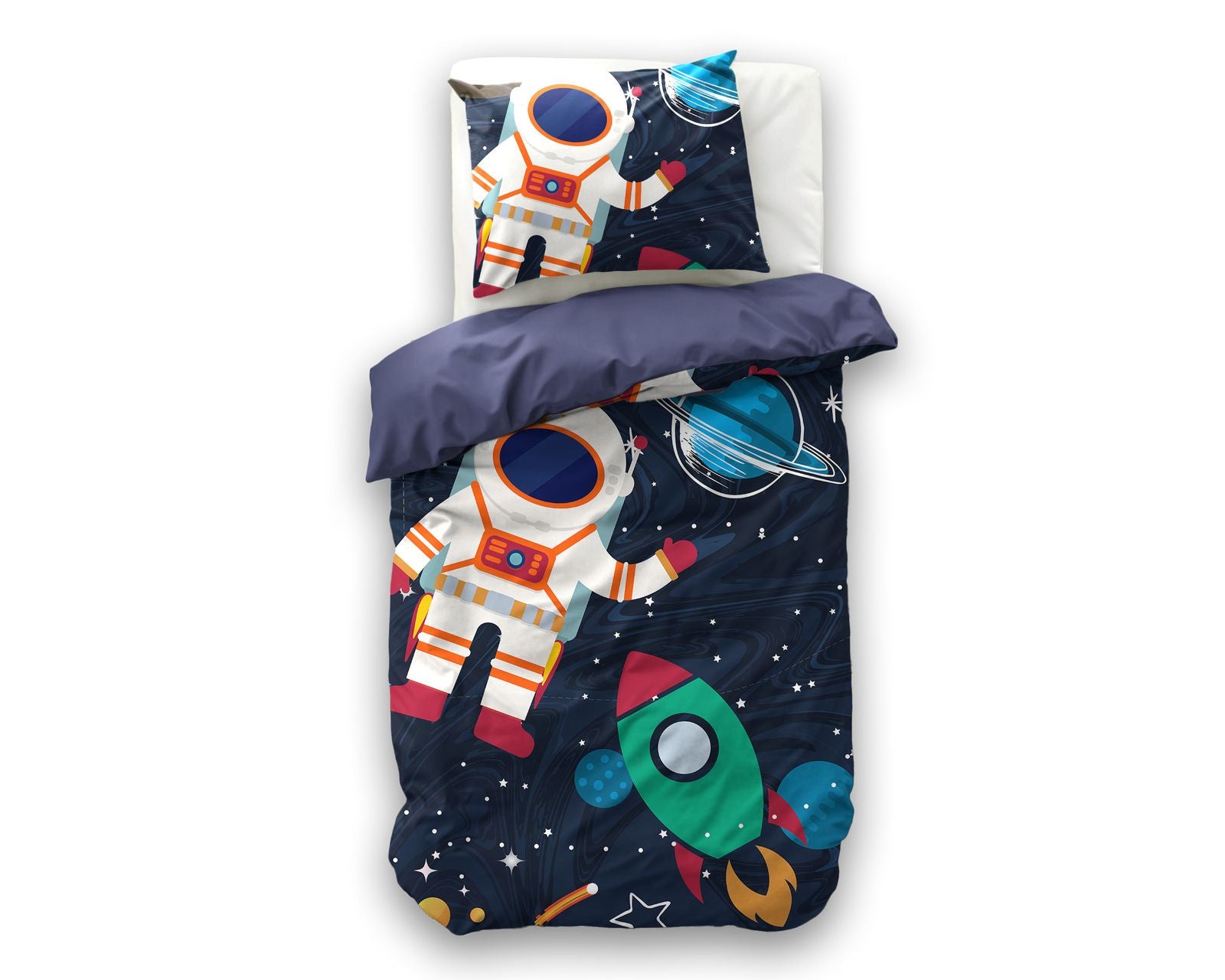 NordDream Kids Space Man 2 pussilakanasetti sininen 140x220 cm