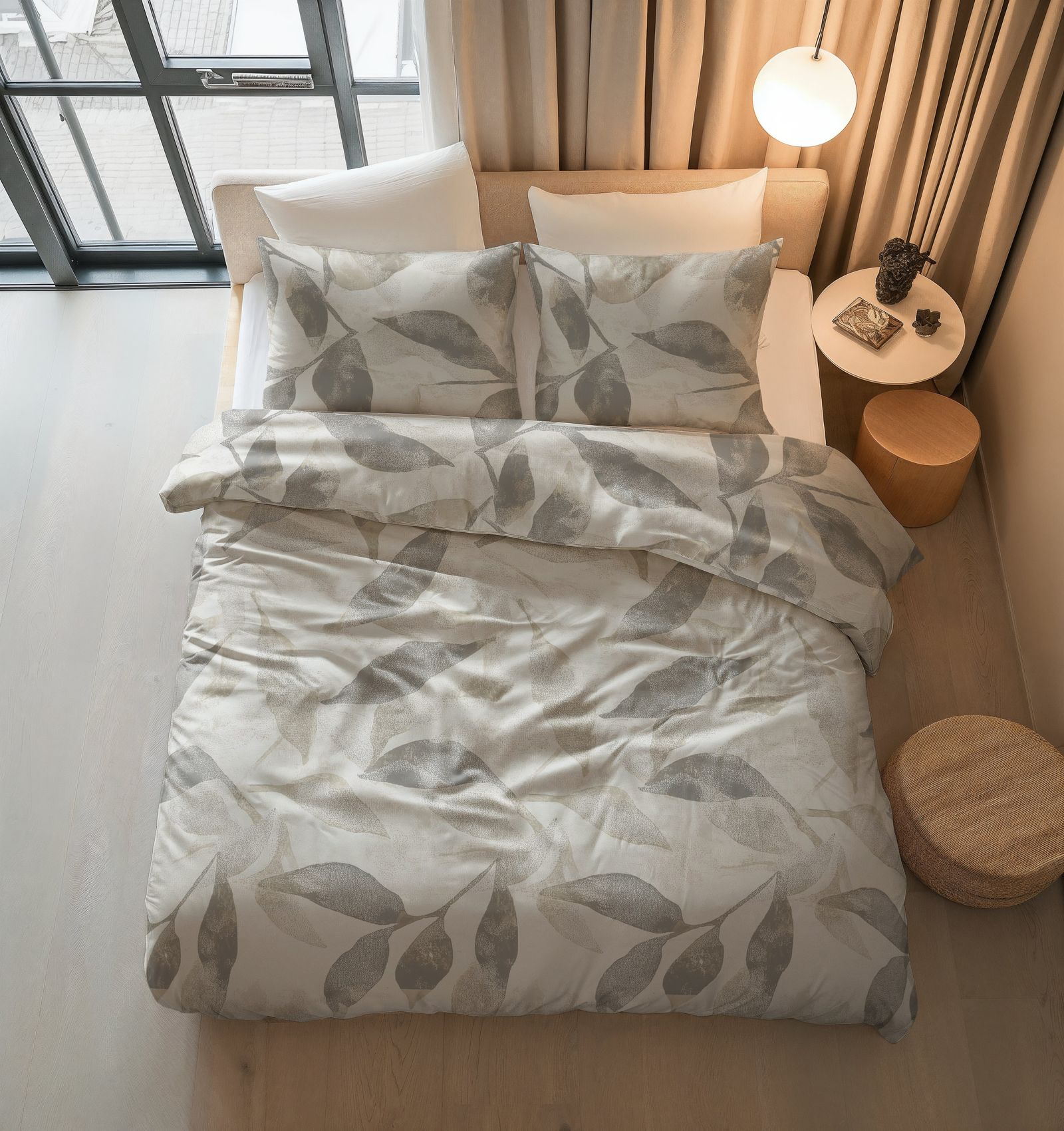 NordDream Pure Foilage hopeanharmaa pussilakanasetti 240x200