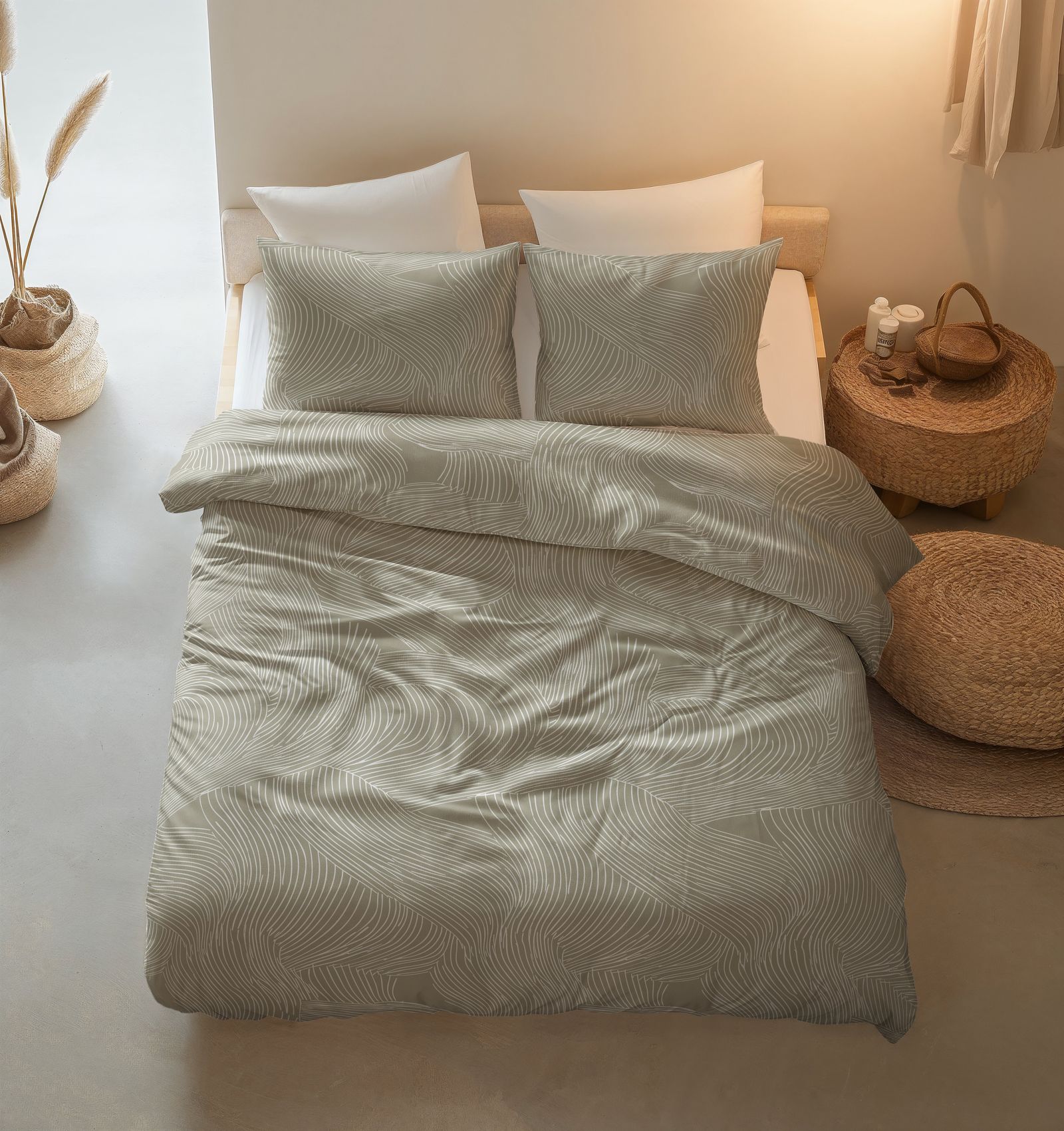 NordDream Pure Ripple Taupe pussilakana 240x220 puuvilla