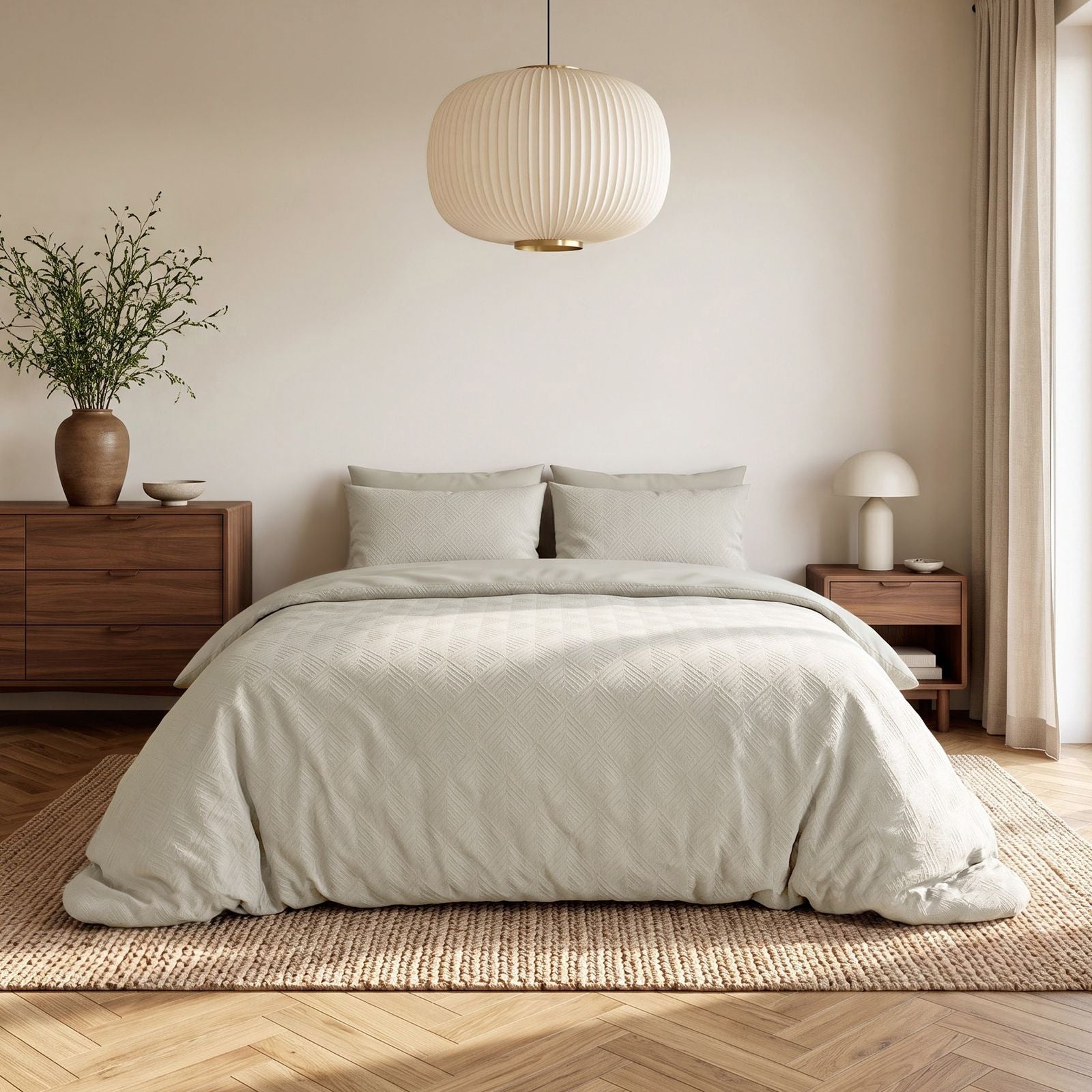 NordDream Embossed pussilakana 140x200 Modern Geo cream