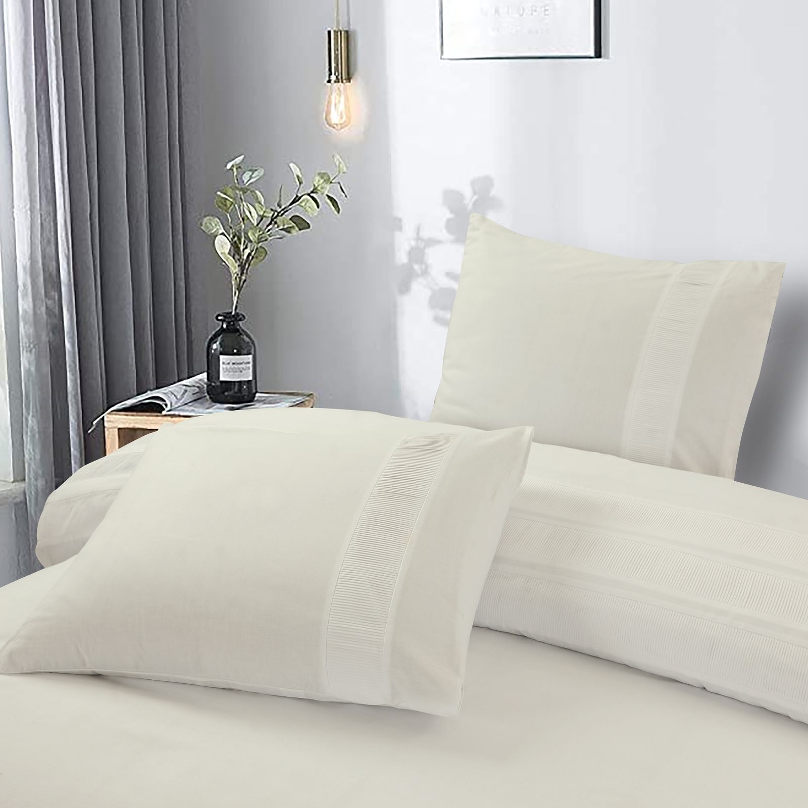 NordDream Bali percale pussilakana creme tyynyliinoilla