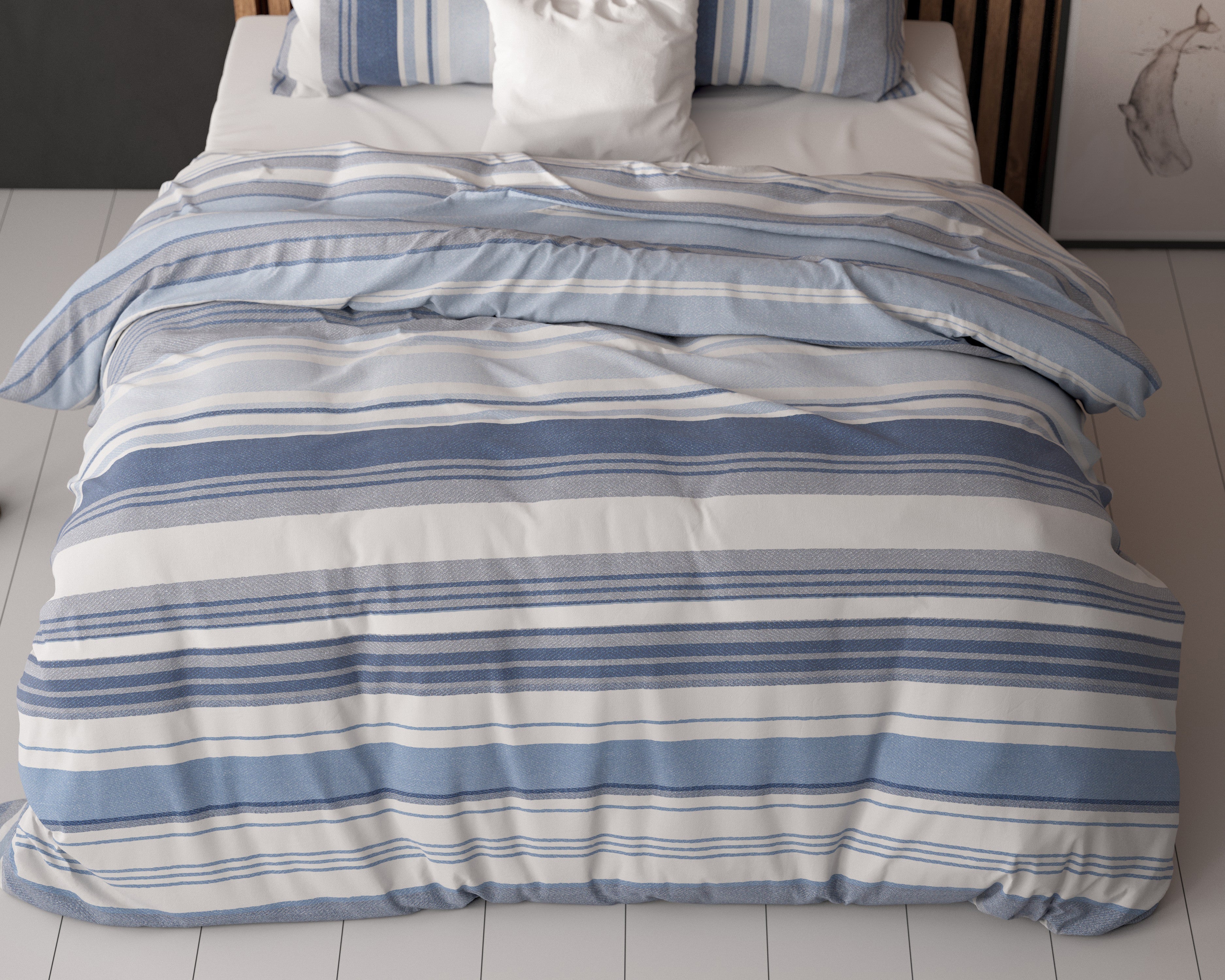 NordDream Elegance Stripy pussilakanasetti sininen 140x200/220