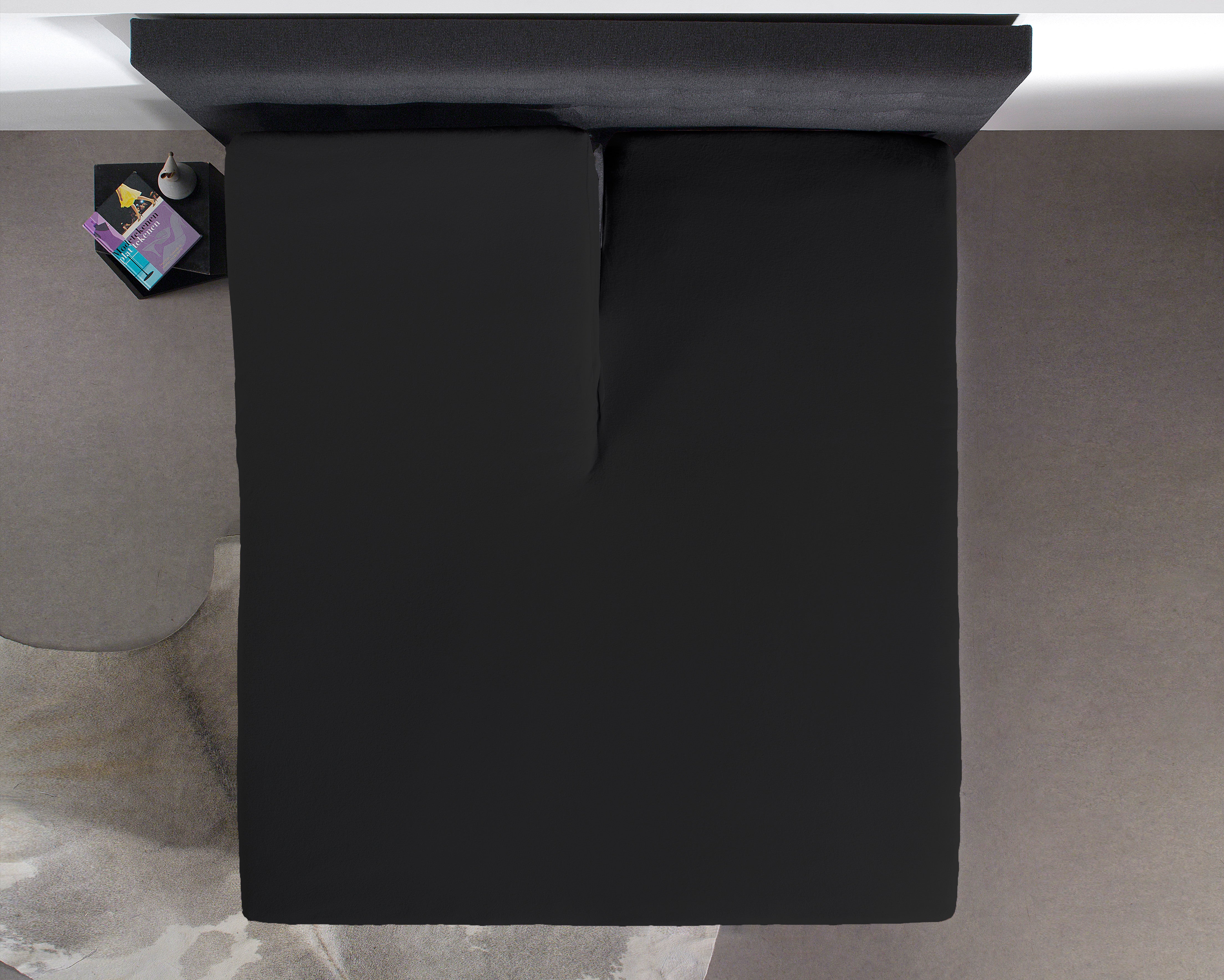 NordDream Puuvilla splittopper-aluslakana 180x200 musta
