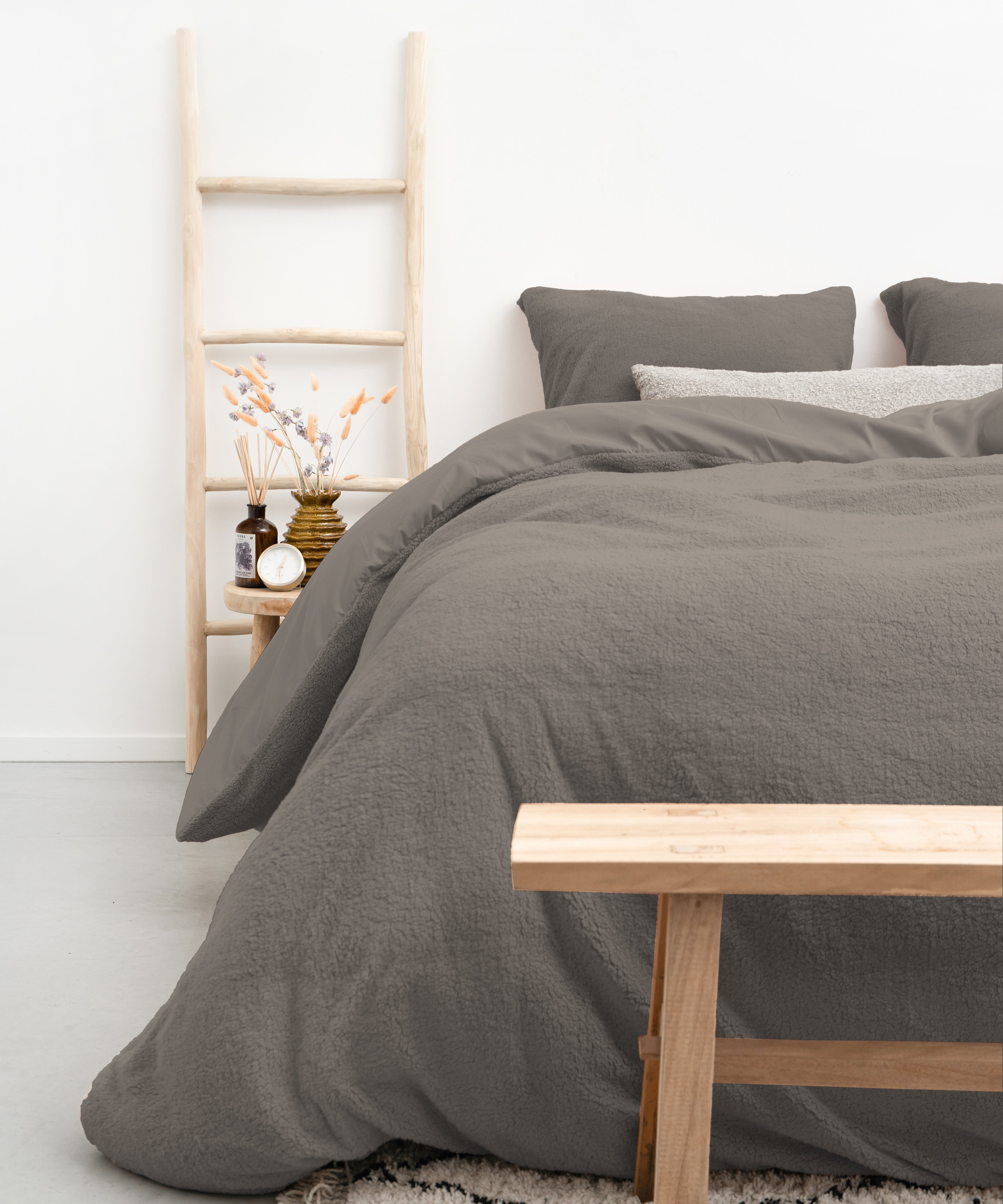 NordDream Teddy kaki pussilakanasetti 200x200/220 cm pörröinen