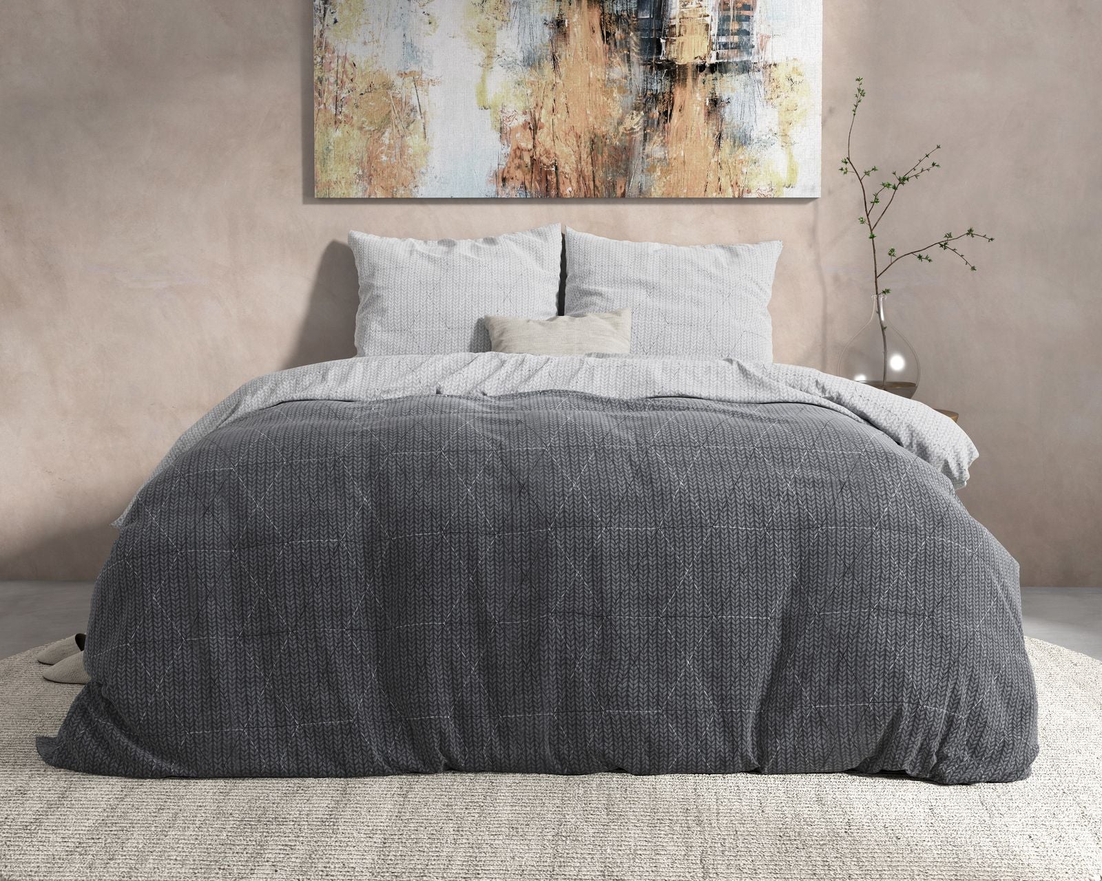 NordDream Flanel Quinn flanellipussilakana antrasiitti 240x220
