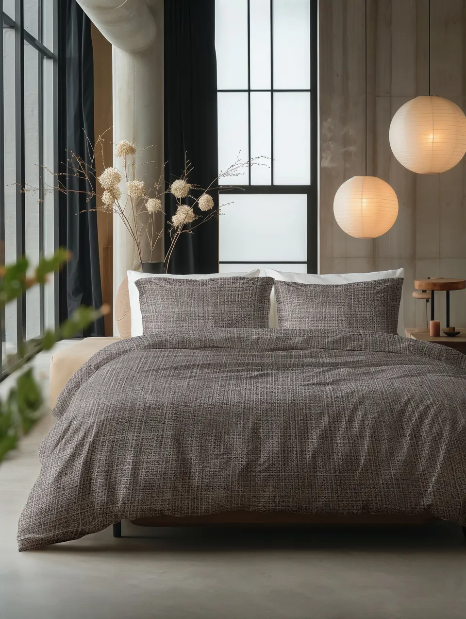 NordDream Pure Vintage pussilakana 240x200 ruskea taupe