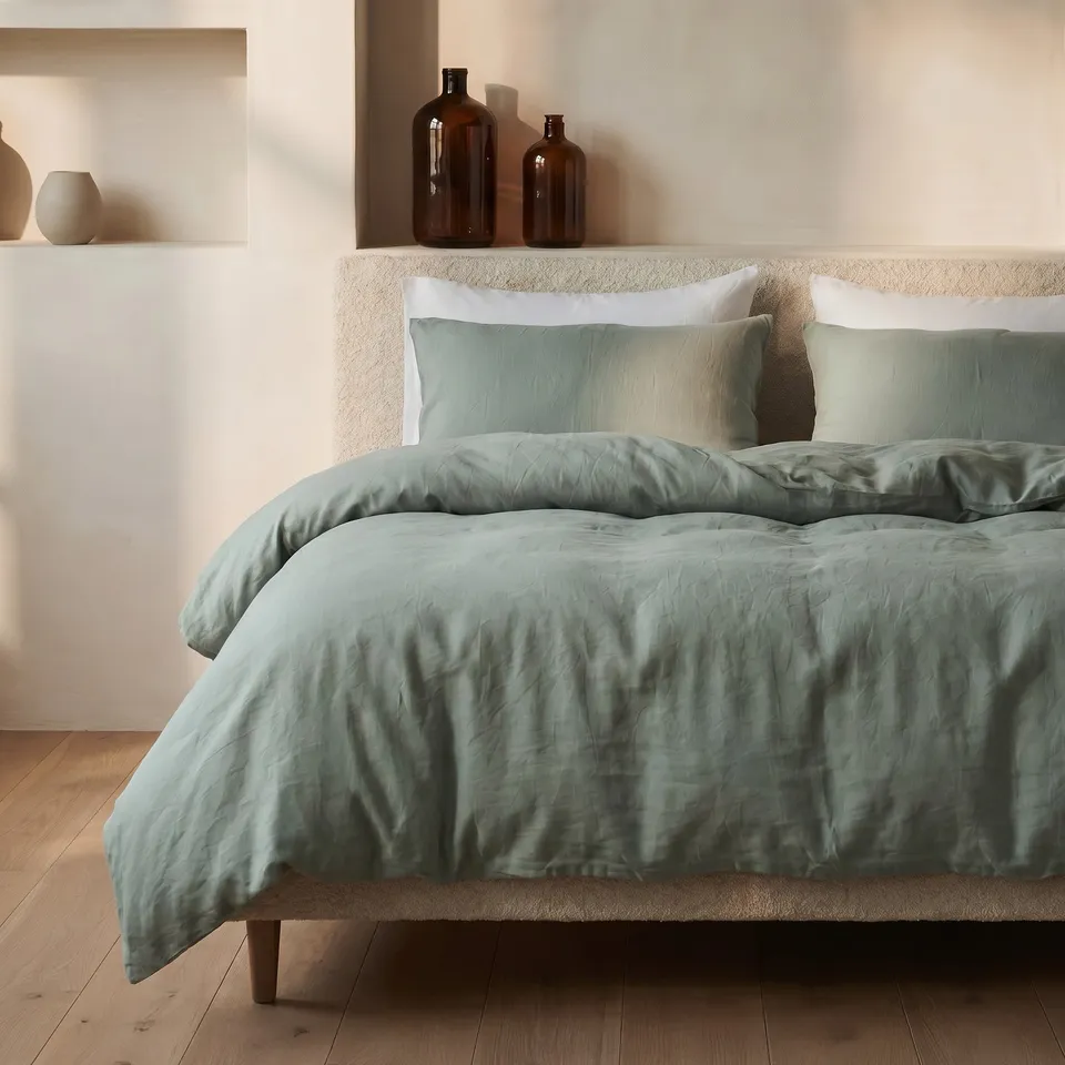 NordDream Stone Washed pussilakana 140x200/220 vihreä