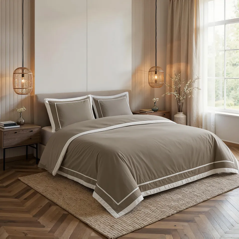 NordDream Classics Gallardo pussilakana 240x200 taupe puuvilla