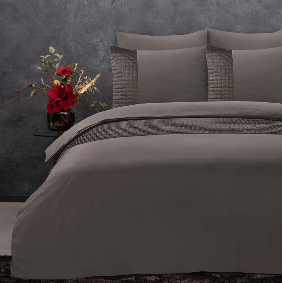 NordDream Velvet Band pussilakana 200x220 taupe sametti