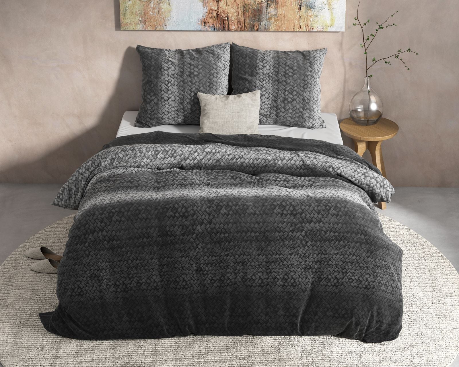 NordDream Flanel Gradient Knits pussilakana 240x220 harmaa