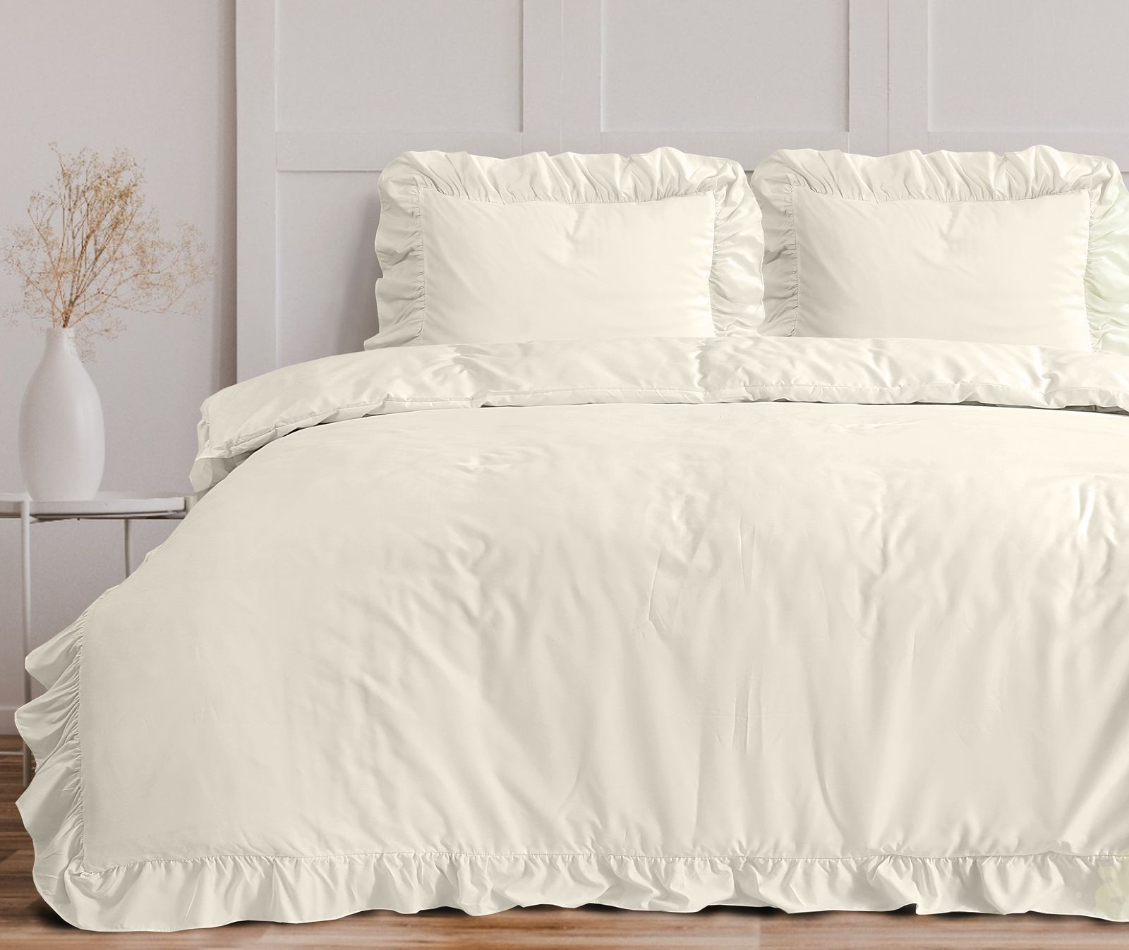 NordDream Fresh Ruffles pussilakana mikrokuitu kerma 200x220 cm