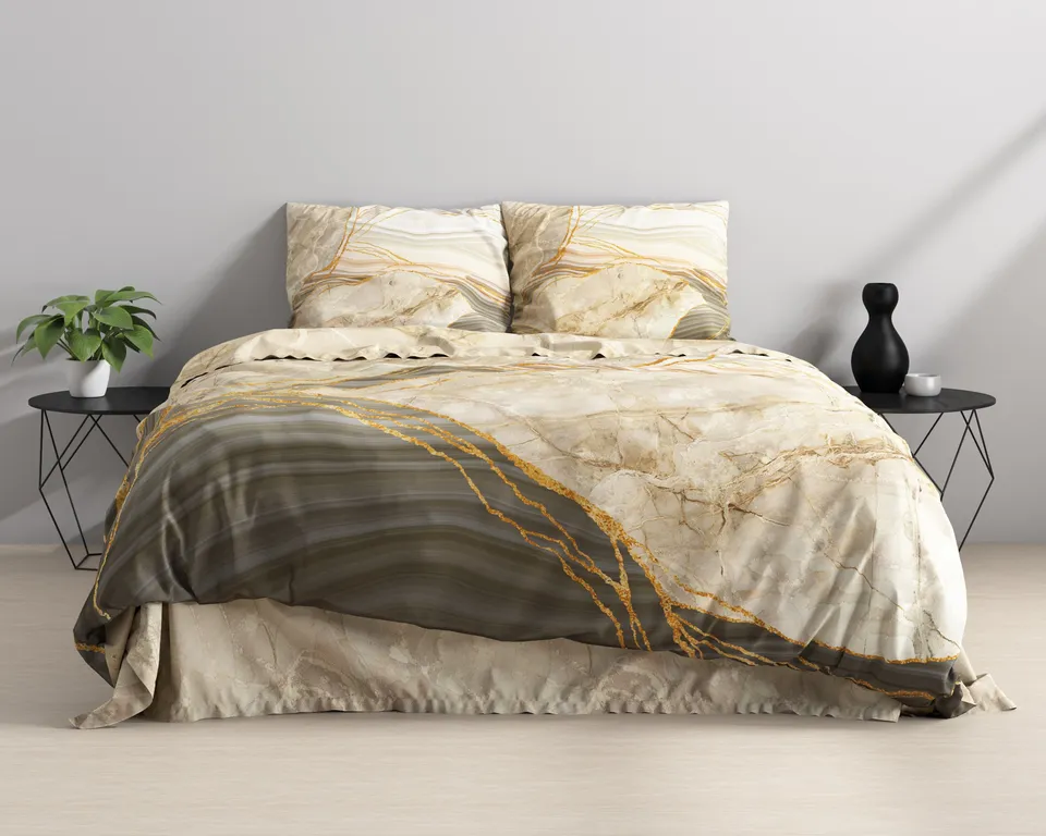 NordDream Marble Botticino satiinipussilakana 240x220 taupe