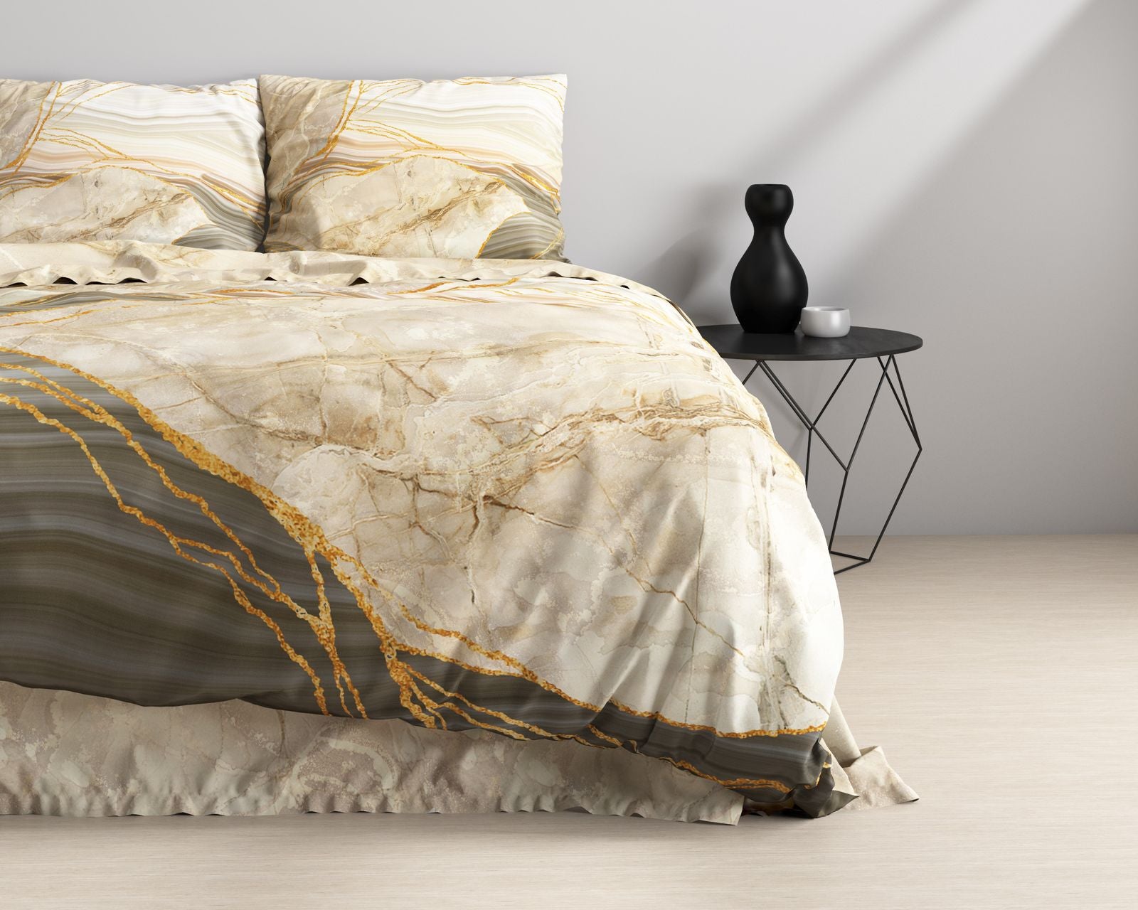 NordDream Marble Botticino satiinipussilakana 240x220 taupe