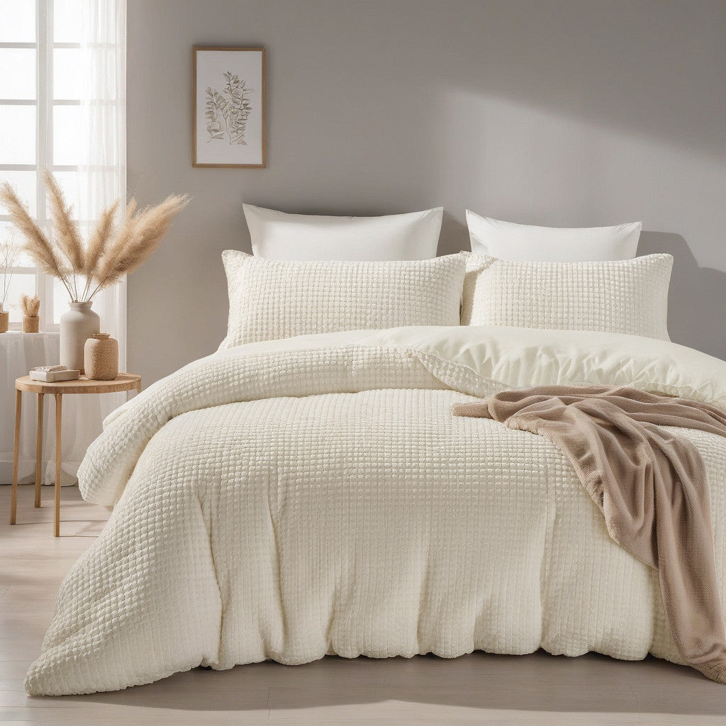 NordDream Teddy Check pussilakanasetti beige 140x200 lämmin