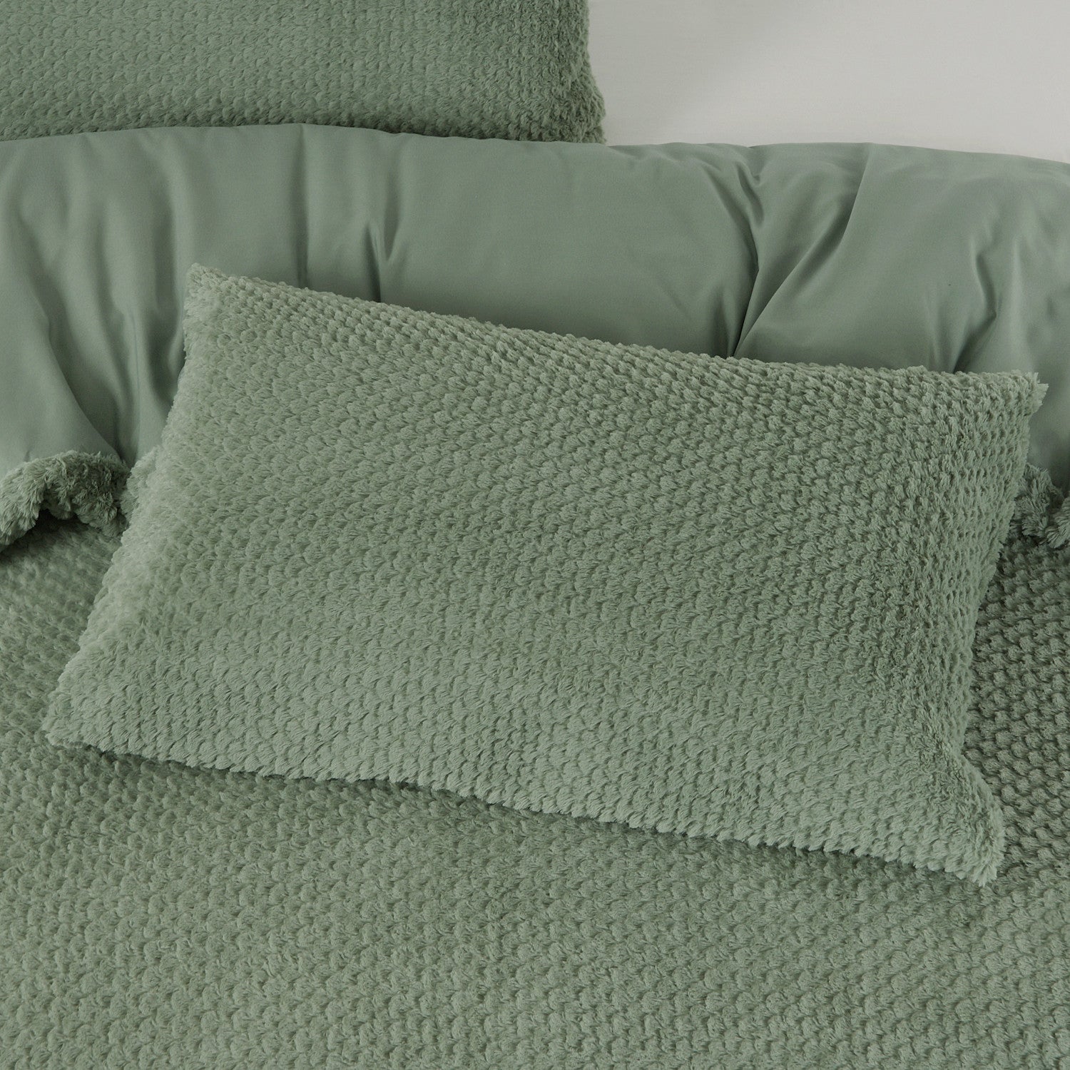 NordDream Teddy Fur pussilakana vihreä 200x200/220 lämmin