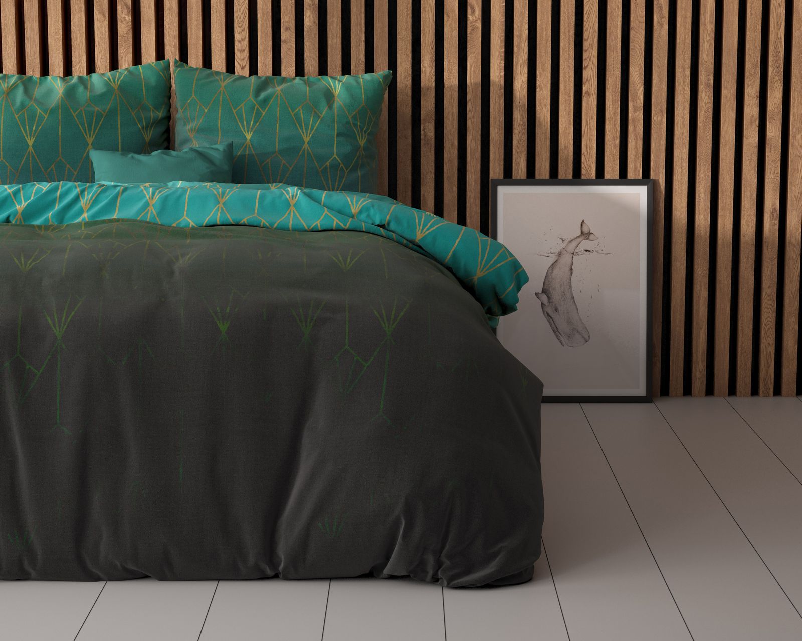 NordDream Elegance Bowen pussilakana vihreä 140x220 puuvilla